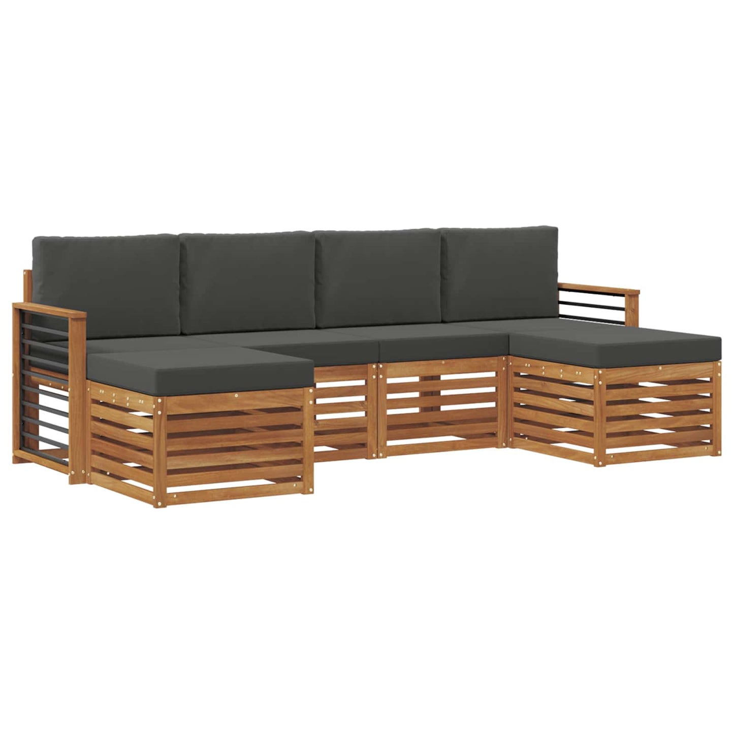 vidaXL Σετ Καναπέ 6 pcs Φυσικό και Ανθρακί Στερεό Ξύλο Ακακίας