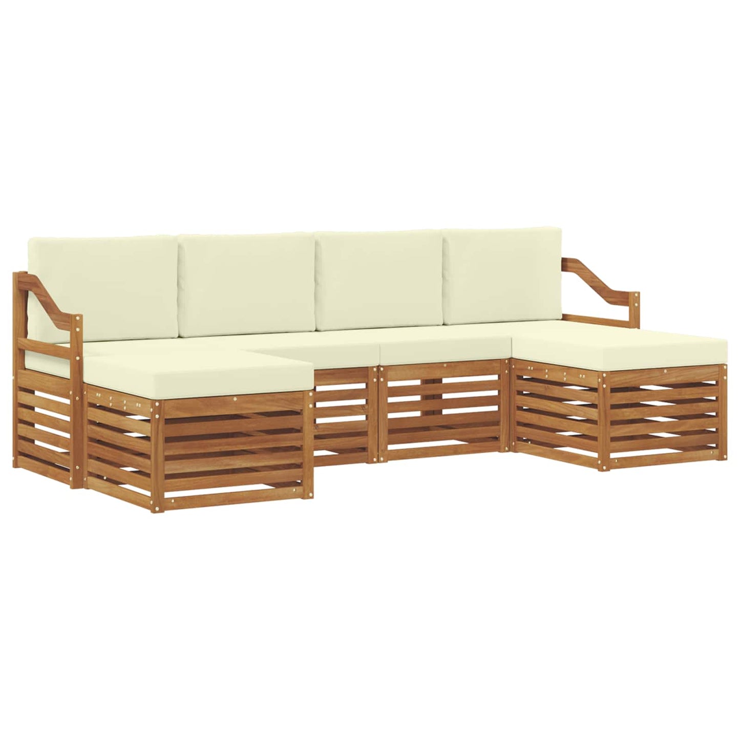 vidaXL Σετ Καναπέ 6 pcs Φυσικό και Κρέμα Στερεό Ξύλο Ακακίας