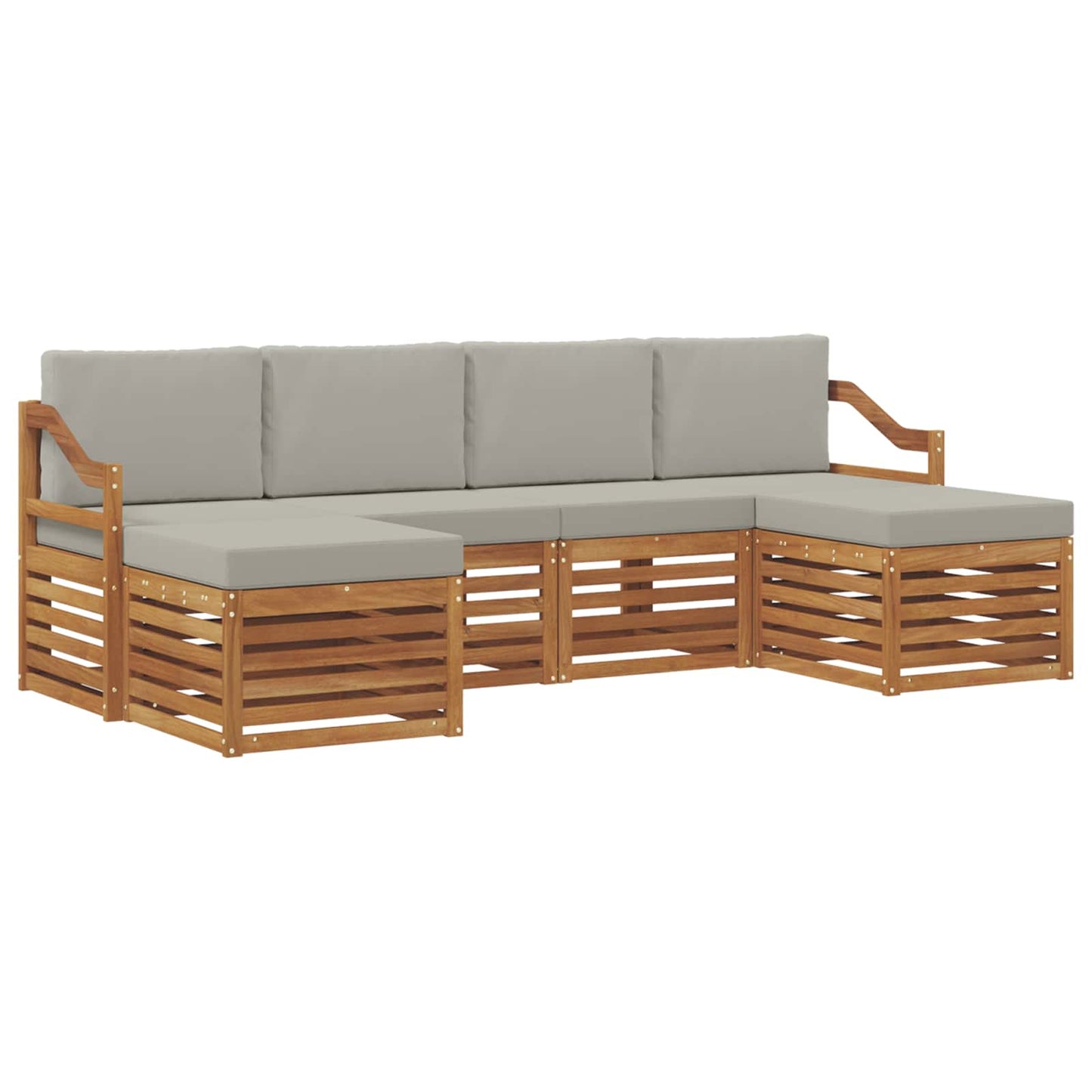 vidaXL Σετ Καναπέ 6 pcs Φυσικό και Ανοιχτό Γκρι Στερεό Ξύλο Ακακίας