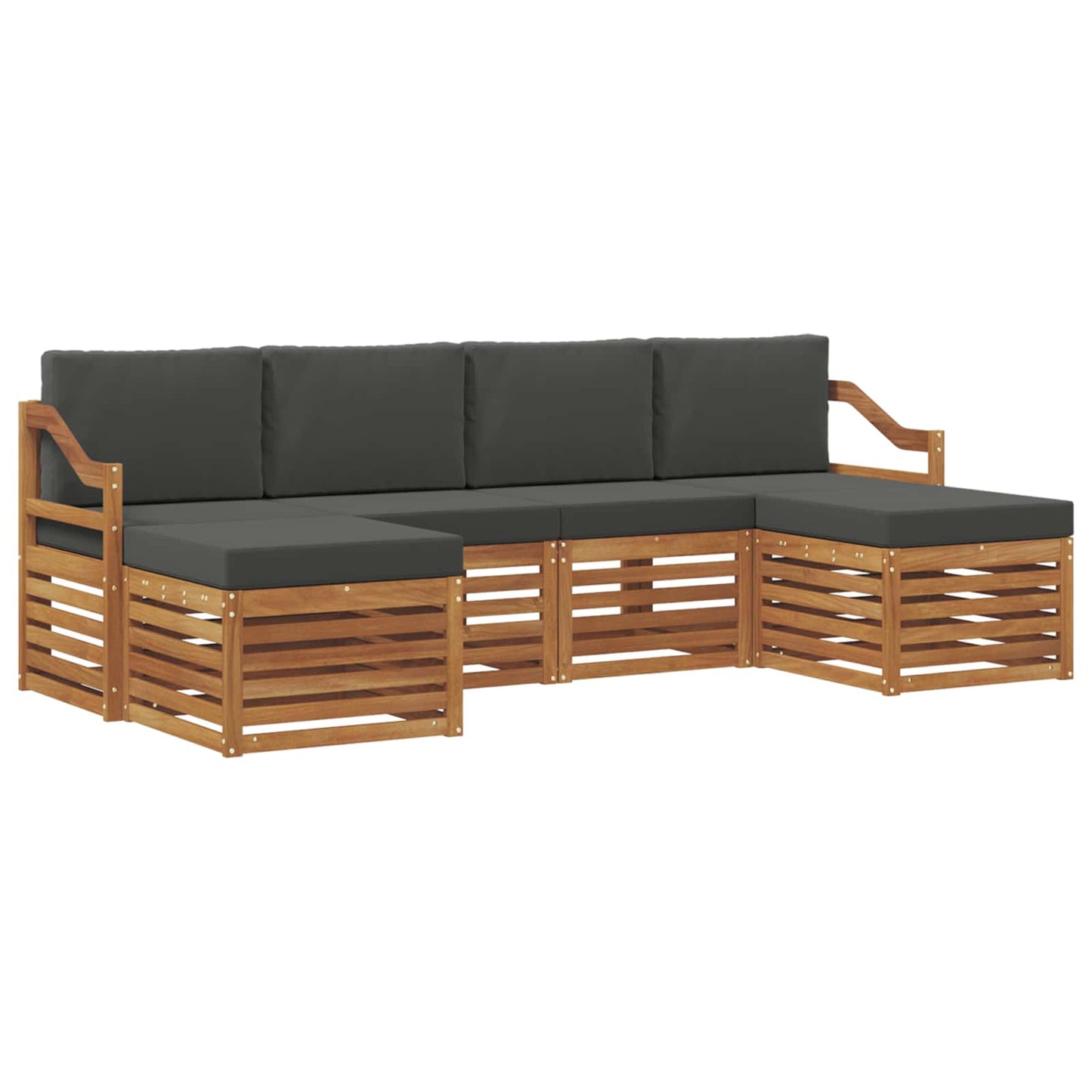vidaXL Σετ Καναπέ 6 pcs Φυσικό και Ανθρακί Στερεό Ξύλο Ακακίας