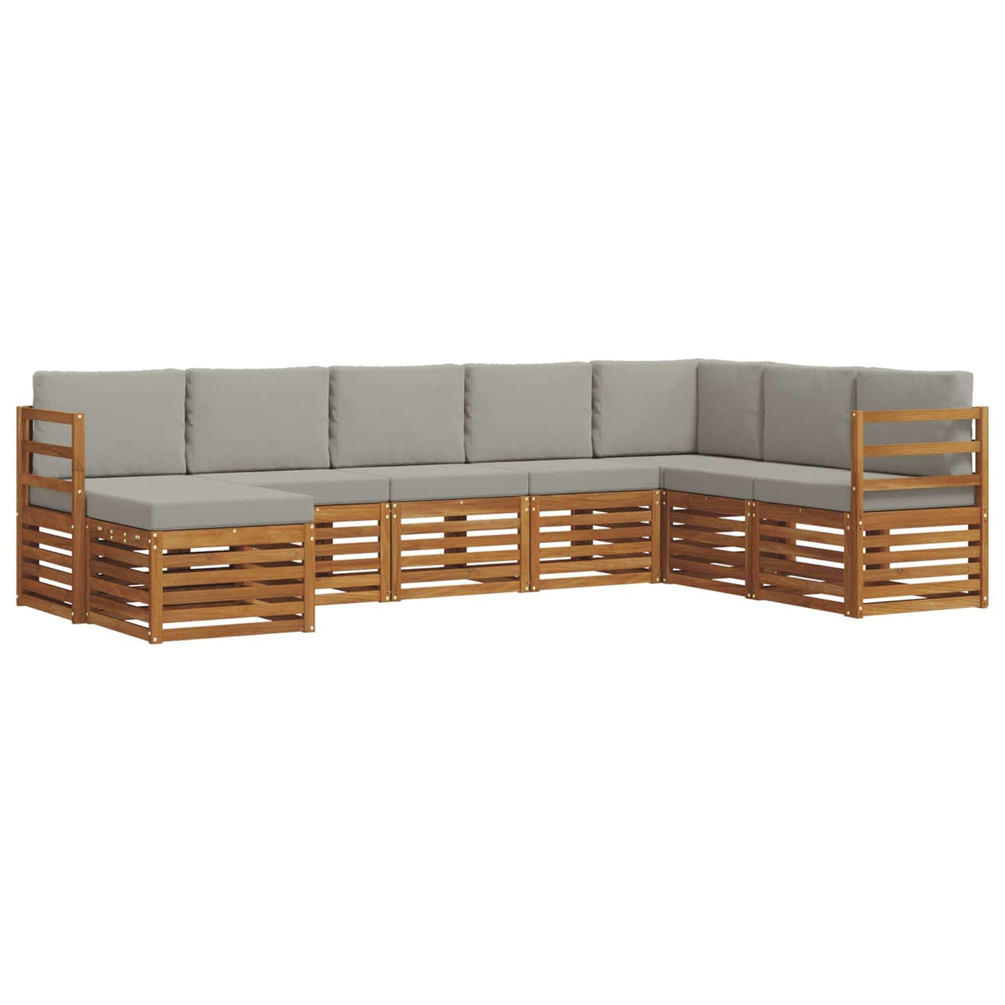 vidaXL Σειρά Καναπέ Εξωτερικού 8 pcs Φυσικό και Ανοιχτό Γκρι