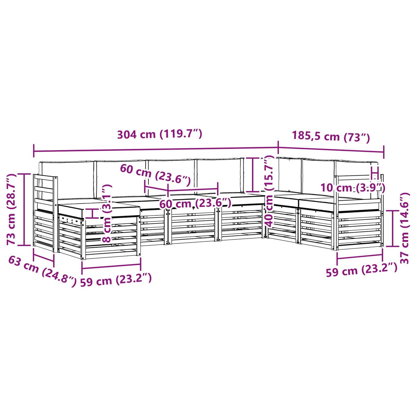 vidaXL Σειρά Καναπέ Εξωτερικού 8 pcs Φυσικό και Ανοιχτό Γκρι