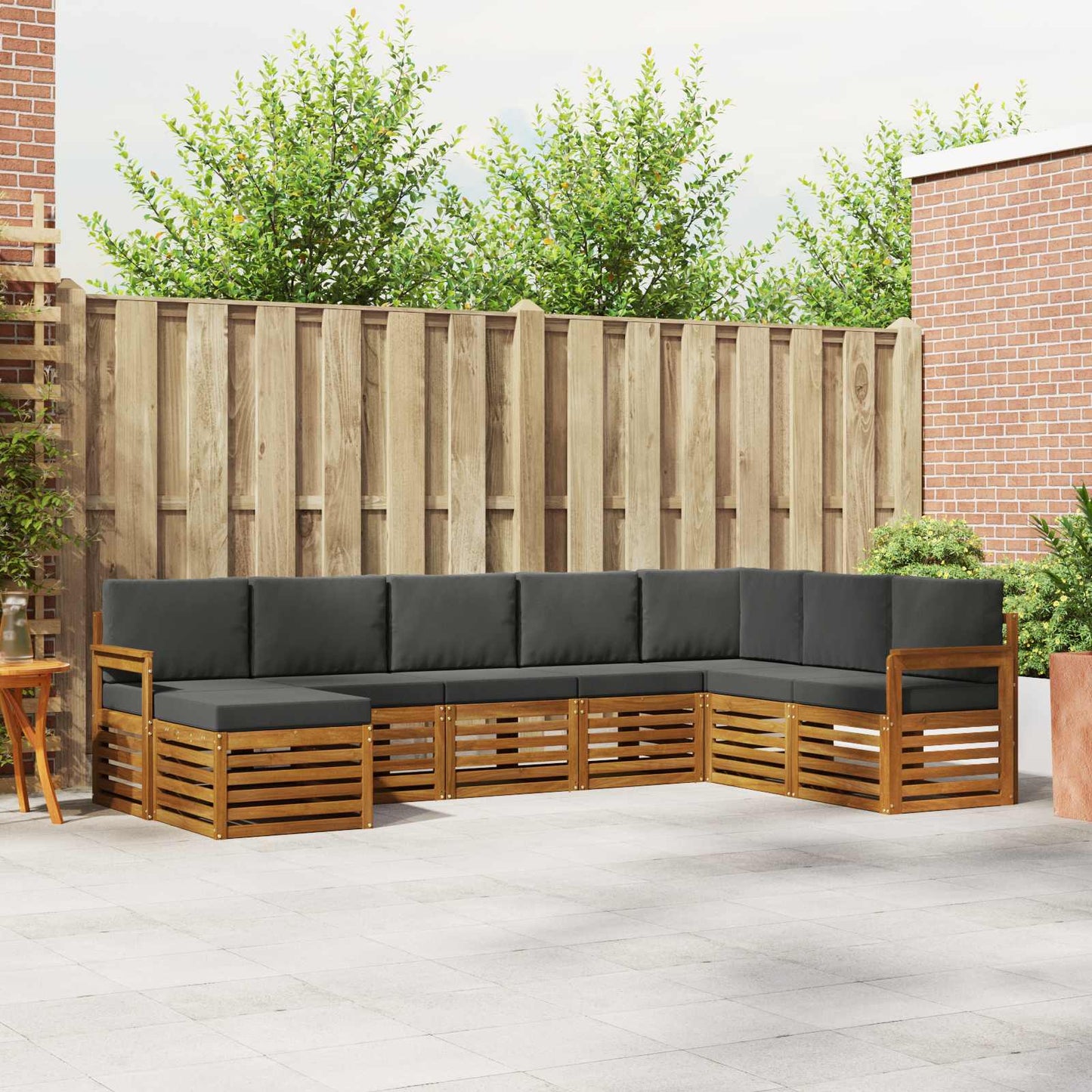 vidaXL Σειρά Καναπέ Εξωτερικού με μαξιλάρι 8 pcs Φυσικό και Ανθρακί