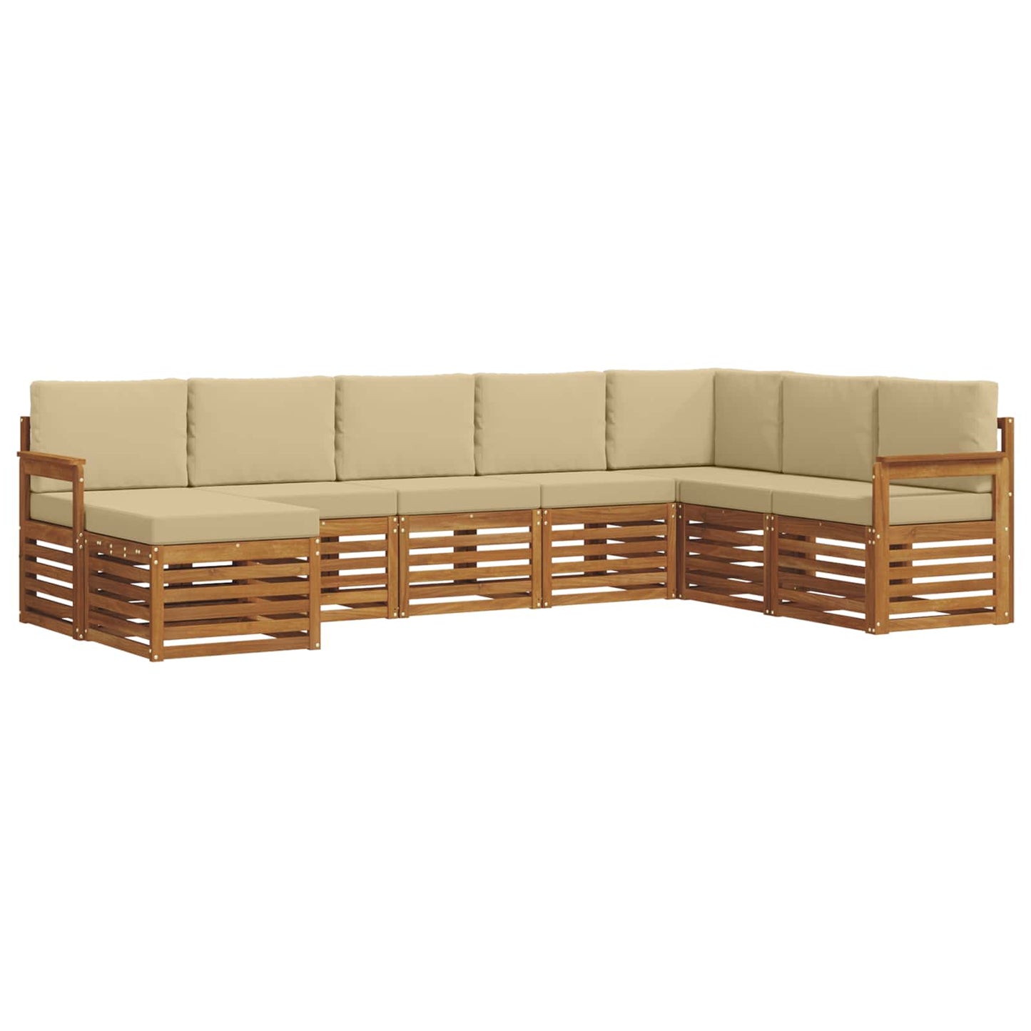 vidaXL Σειρά Καναπέ Εξωτερικού με μαξιλάρι 8 pcs Φυσικό και Μπεζ