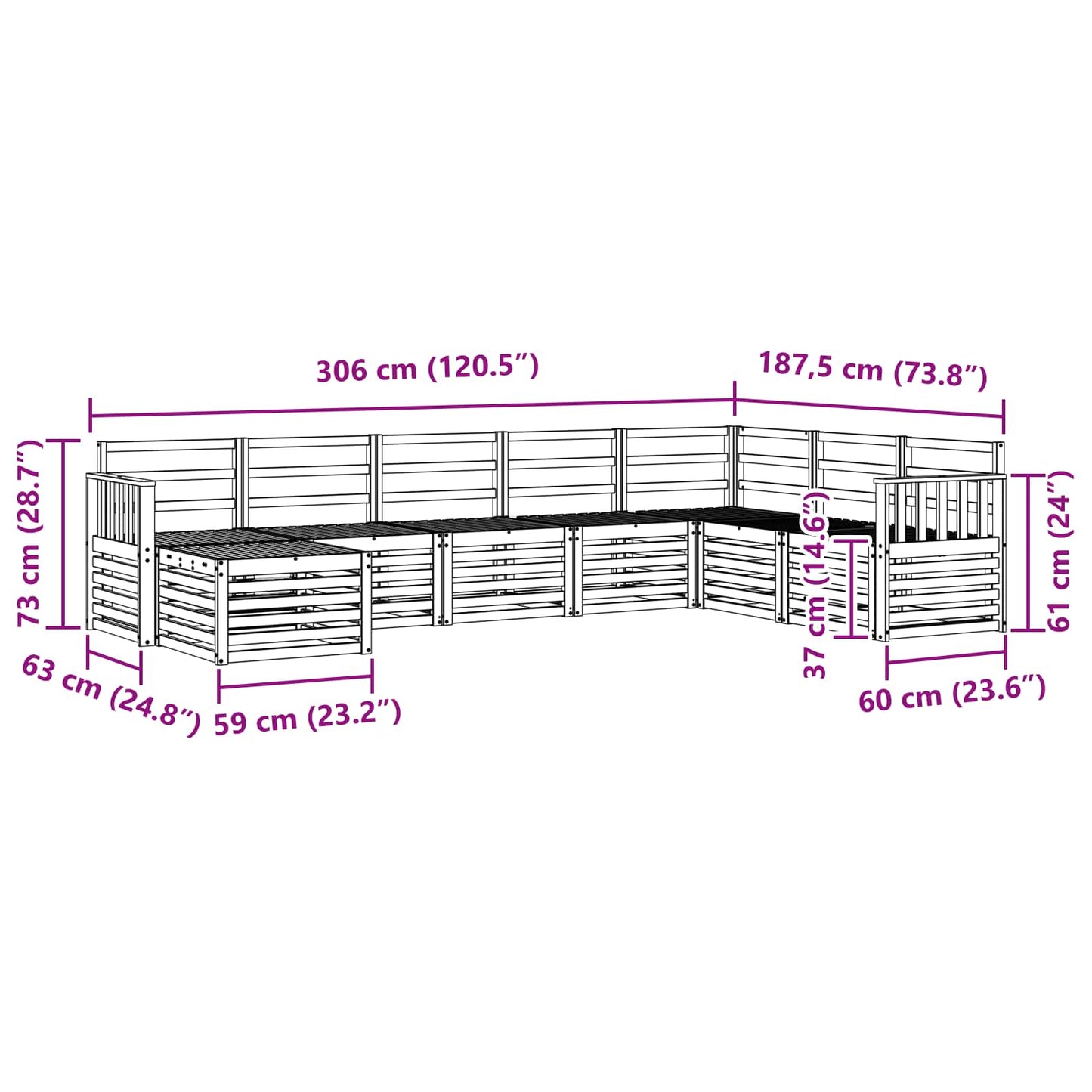 vidaXL Σειρά Καναπέ Εξωτερικού 8 pcs Φυσικό Στερεό Ξύλο Ακακίας