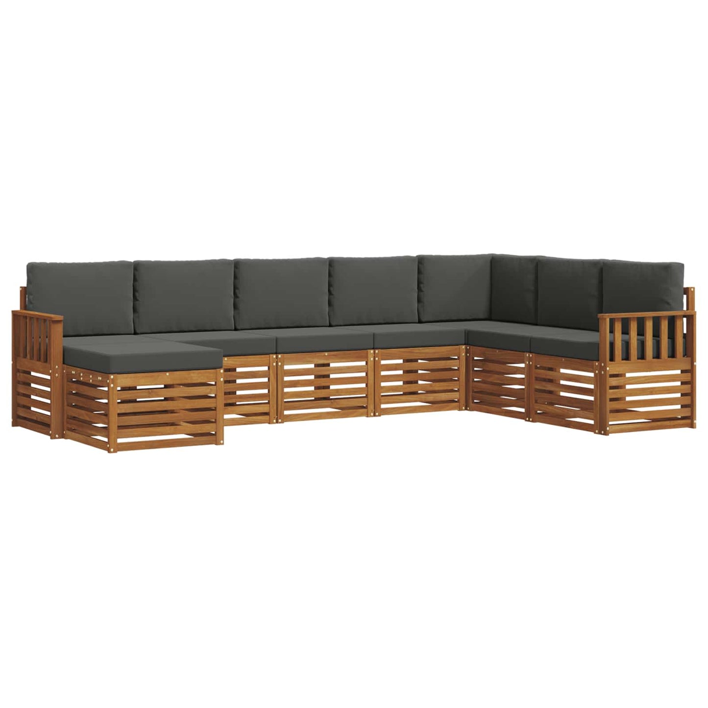 vidaXL Σειρά Καναπέ Εξωτερικού με μαξιλάρι 8 pcs Φυσικό και Ανθρακί