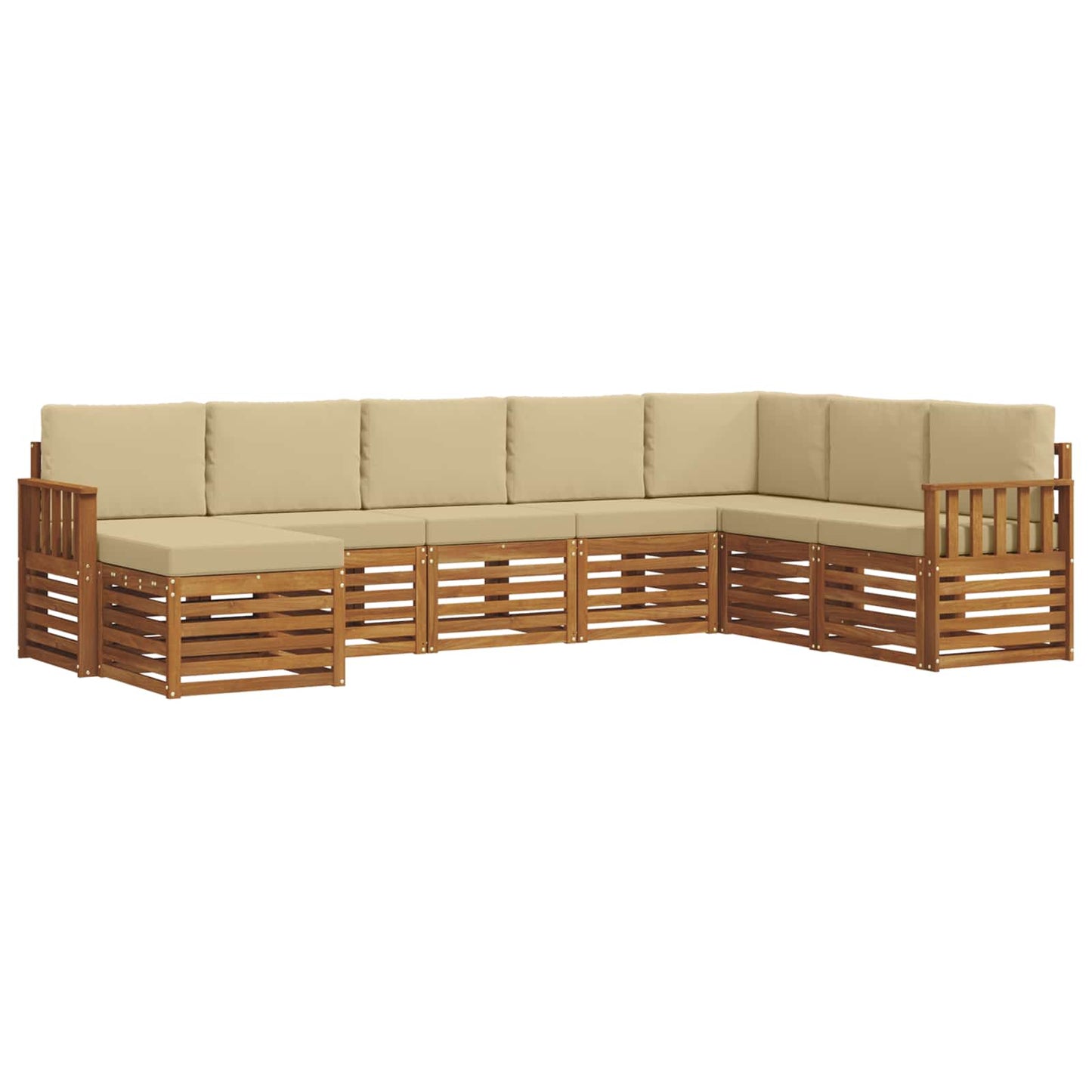 vidaXL Σειρά Καναπέ Εξωτερικού με μαξιλάρι 8 pcs Φυσικό και Μπεζ