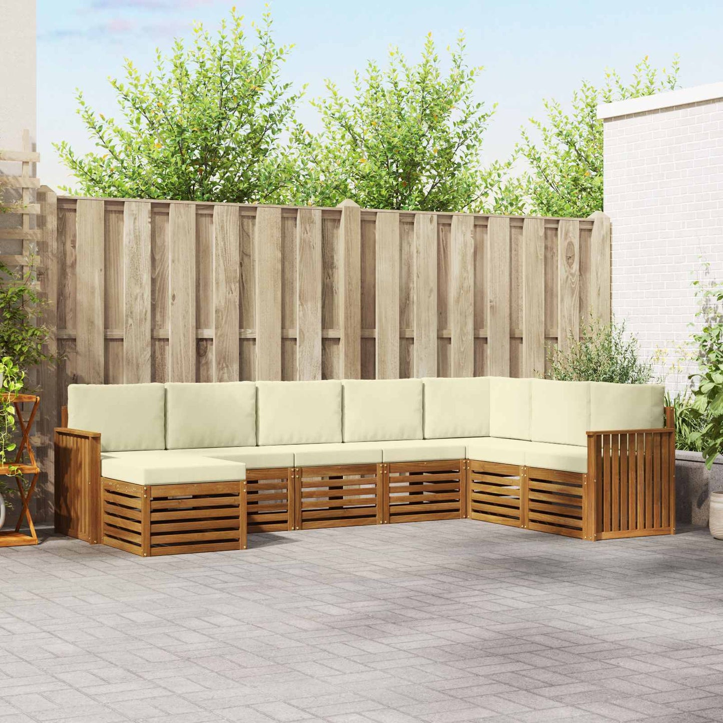 vidaXL Σειρά Καναπέ Εξωτερικού με μαξιλάρι 8 pcs Φυσικό και Κρέμα