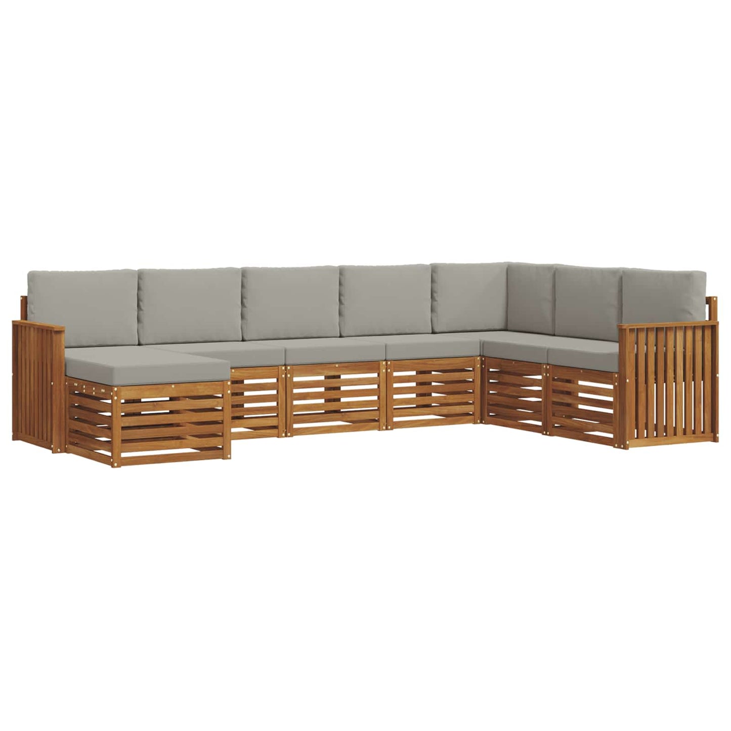 vidaXL Σειρά Καναπέ Εξωτερικού 8 pcs Φυσικό και Ανοιχτό Γκρι