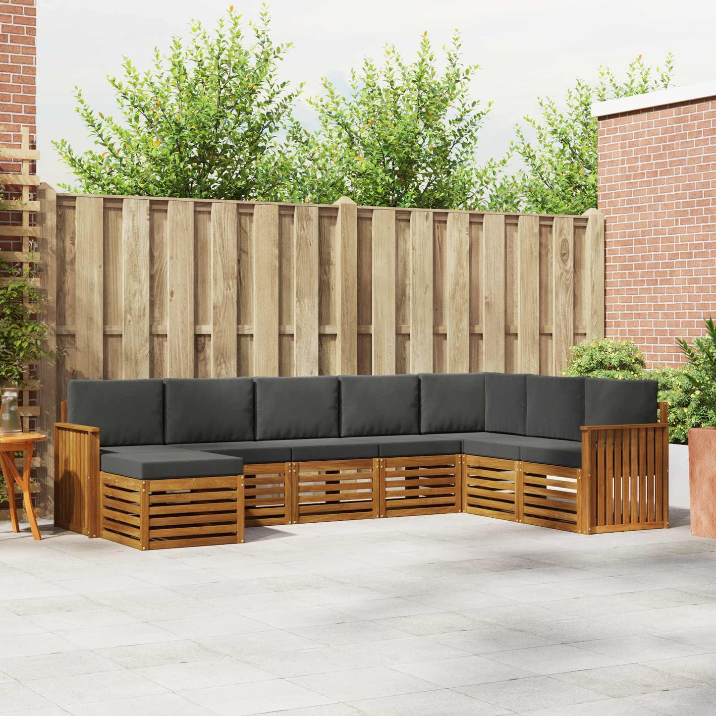 vidaXL Σειρά Καναπέ Εξωτερικού με μαξιλάρι 8 pcs Φυσικό και Ανθρακί