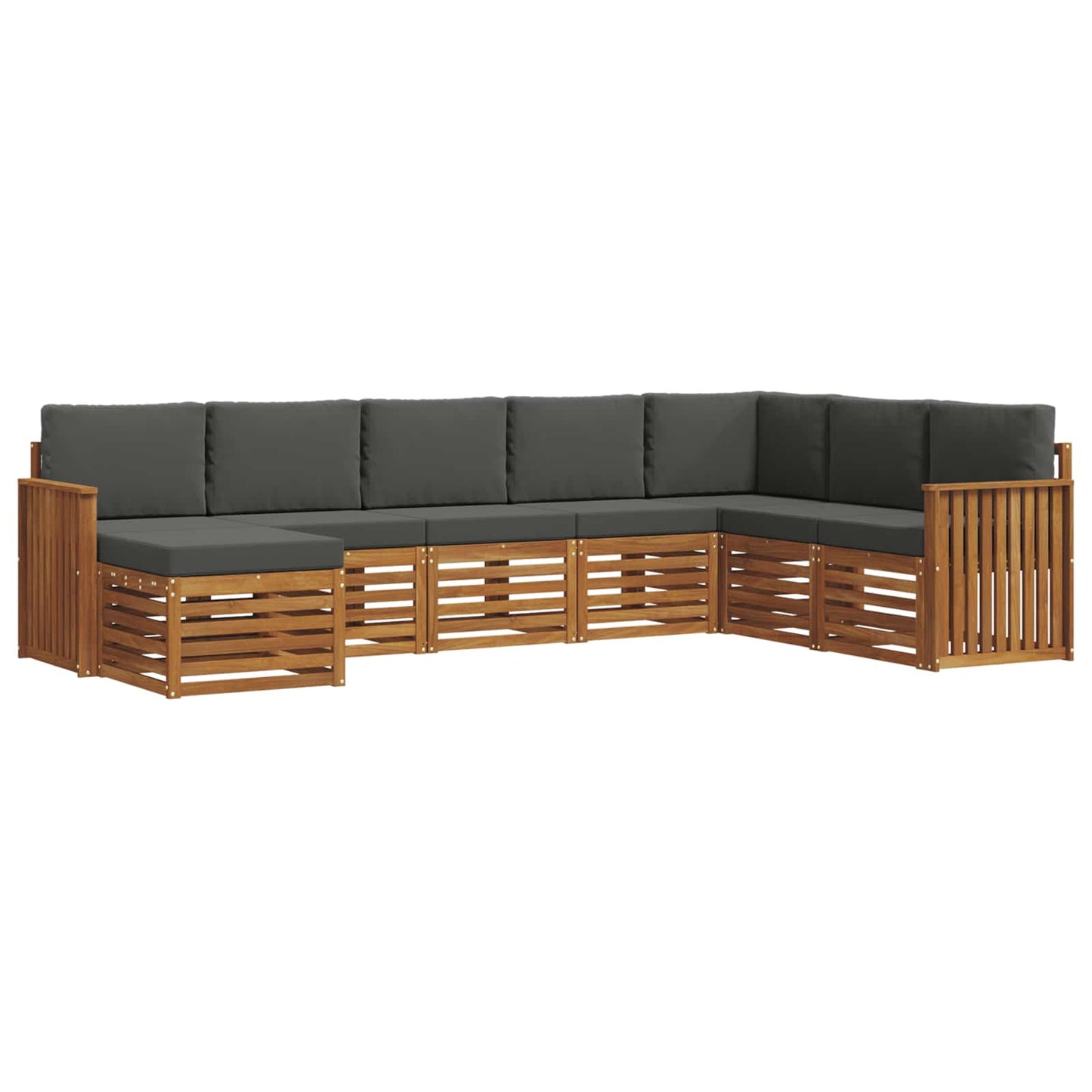 vidaXL Σειρά Καναπέ Εξωτερικού με μαξιλάρι 8 pcs Φυσικό και Ανθρακί