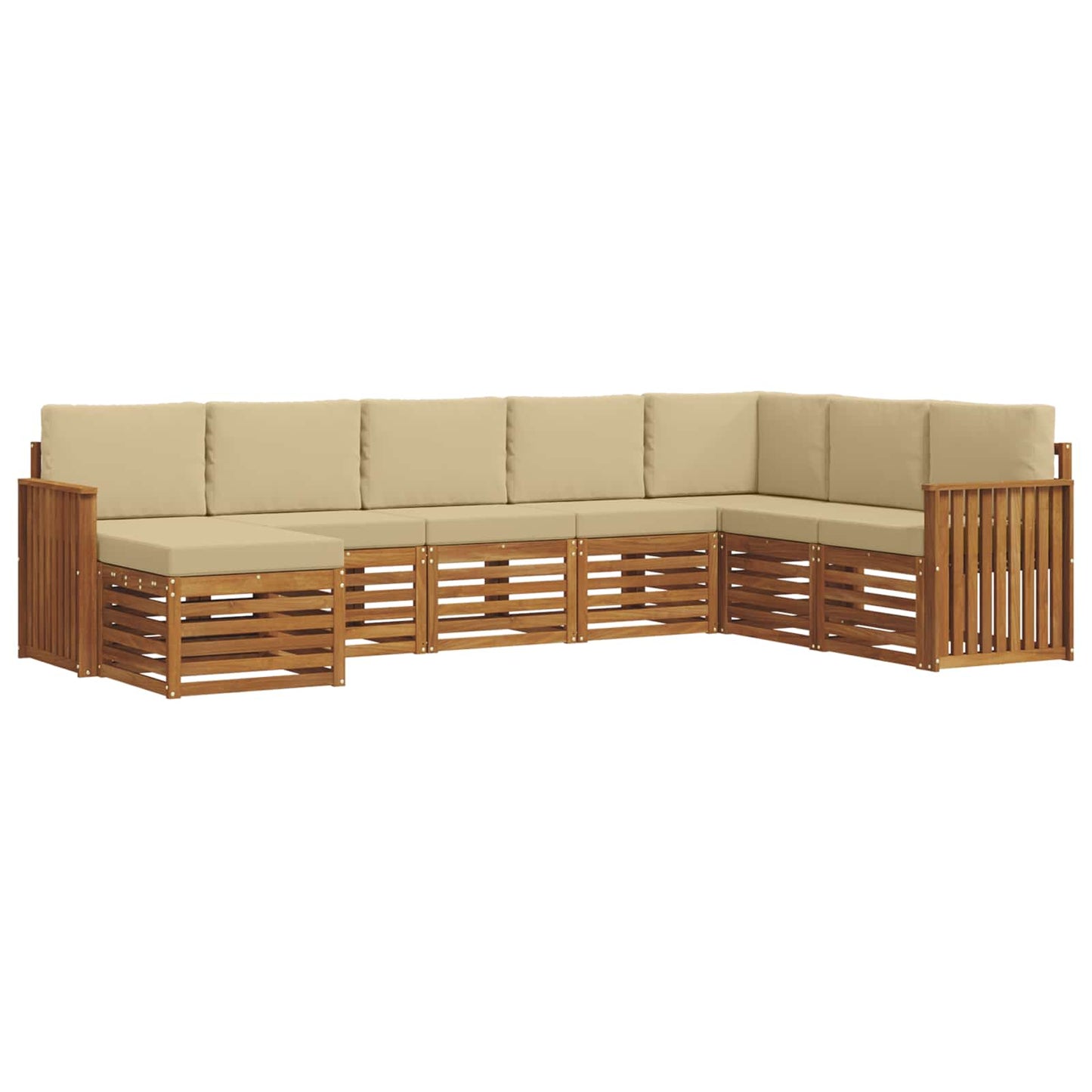 vidaXL Σειρά Καναπέ Εξωτερικού με μαξιλάρι 8 pcs Φυσικό και Μπεζ