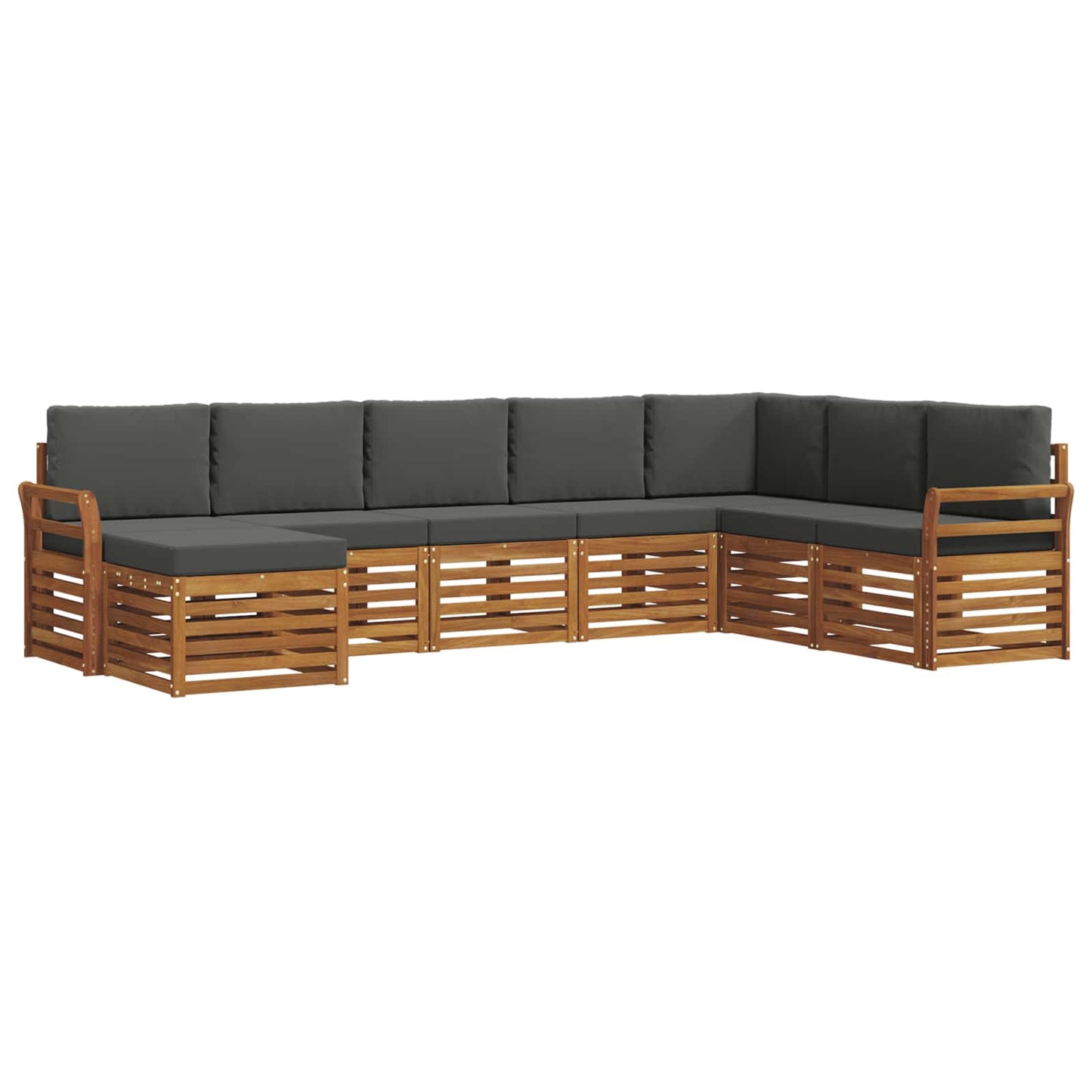 vidaXL Σειρά Καναπέ Εξωτερικού με μαξιλάρι 8 pcs Φυσικό και Ανθρακί