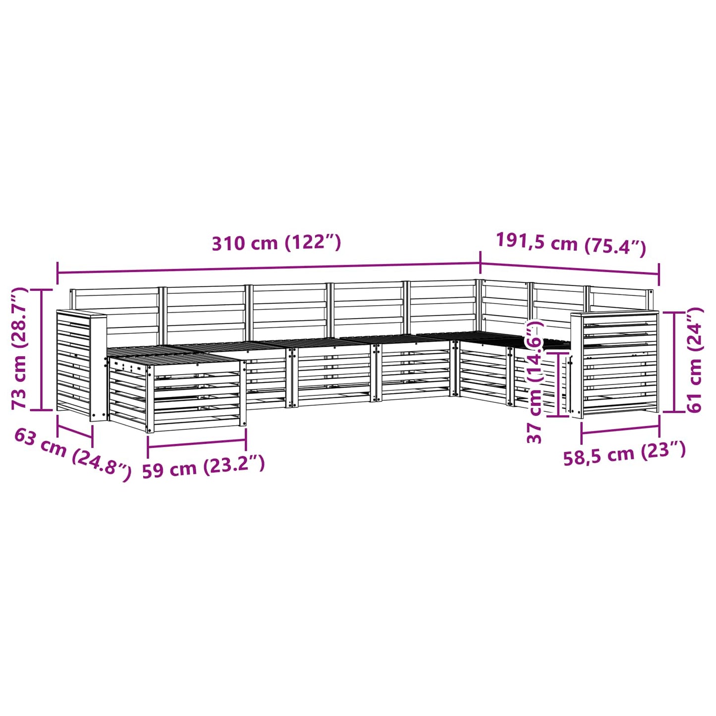vidaXL Σειρά Καναπέ Εξωτερικού 8 pcs Φυσικό Στερεό Ξύλο Ακακίας