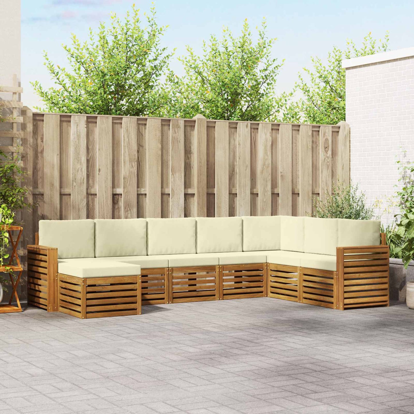 vidaXL Σειρά Καναπέ Εξωτερικού με μαξιλάρι 8 pcs Φυσικό και Κρέμα