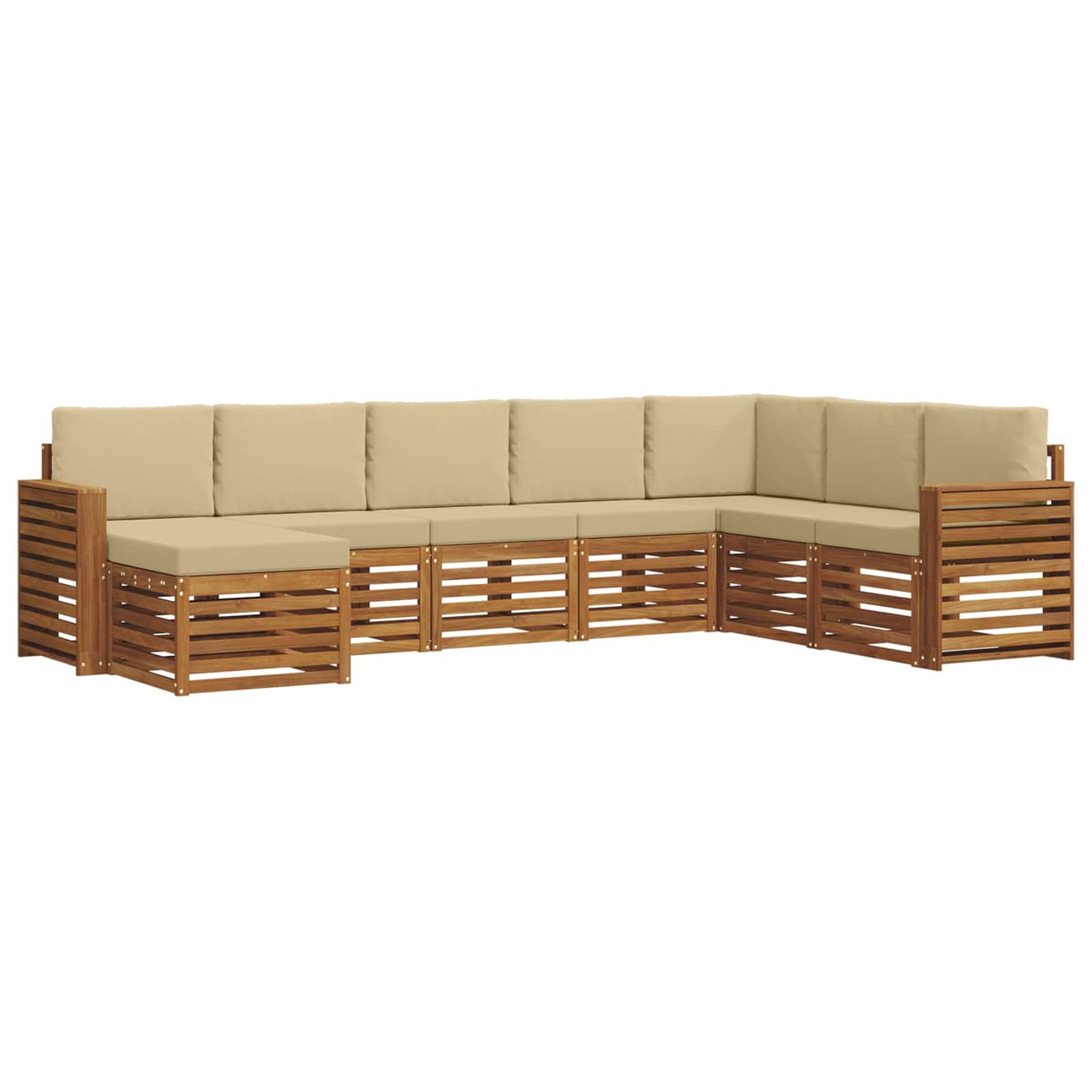 vidaXL Σειρά Καναπέ Εξωτερικού με μαξιλάρι 8 pcs Φυσικό και Μπεζ