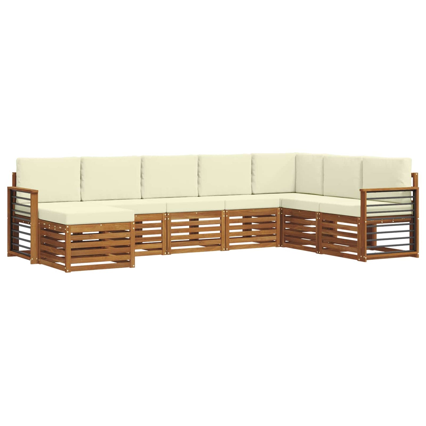 vidaXL Σειρά Καναπέ Εξωτερικού με μαξιλάρι 8 pcs Φυσικό και Κρέμα