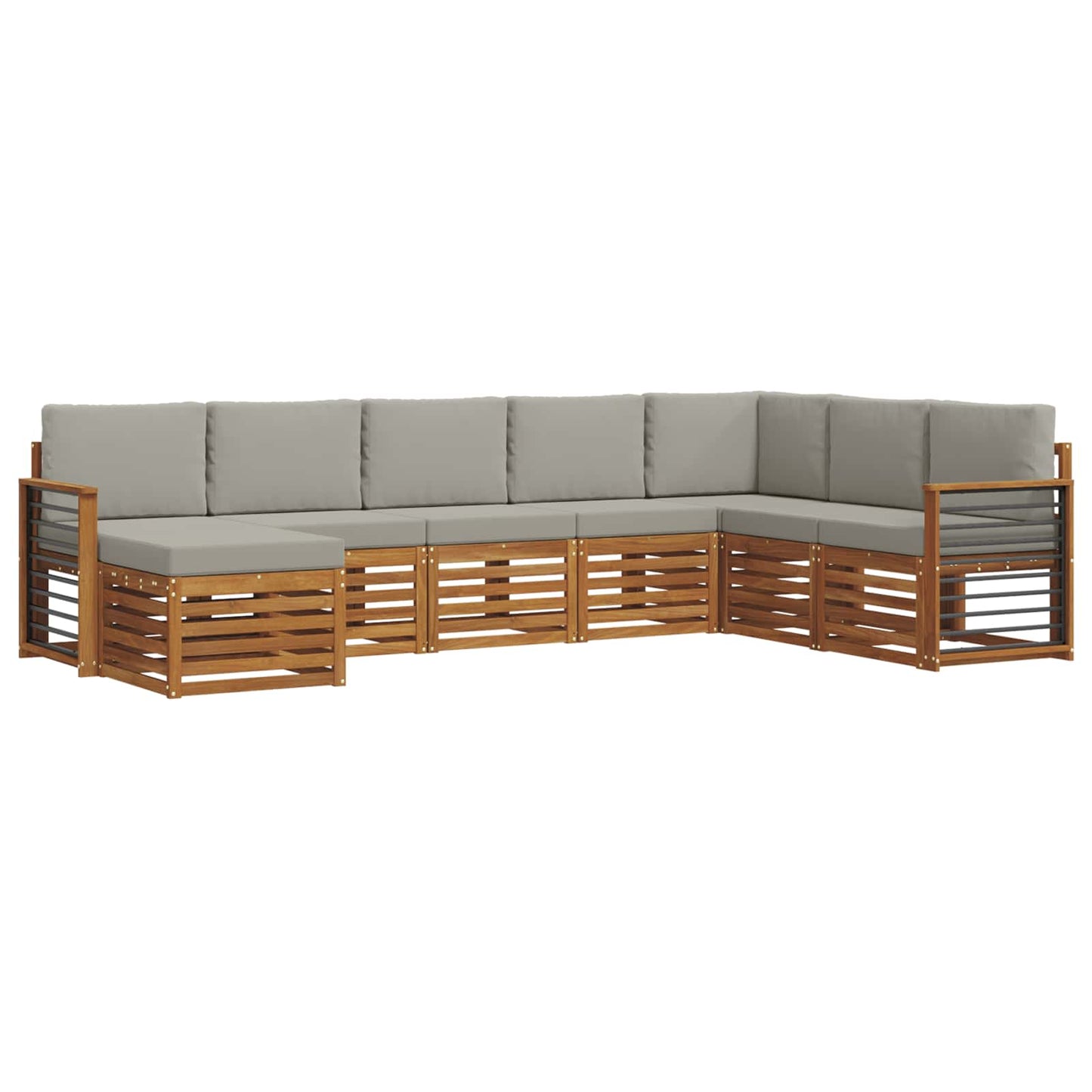 vidaXL Σειρά Καναπέ Εξωτερικού 8 pcs Φυσικό και Ανοιχτό Γκρι