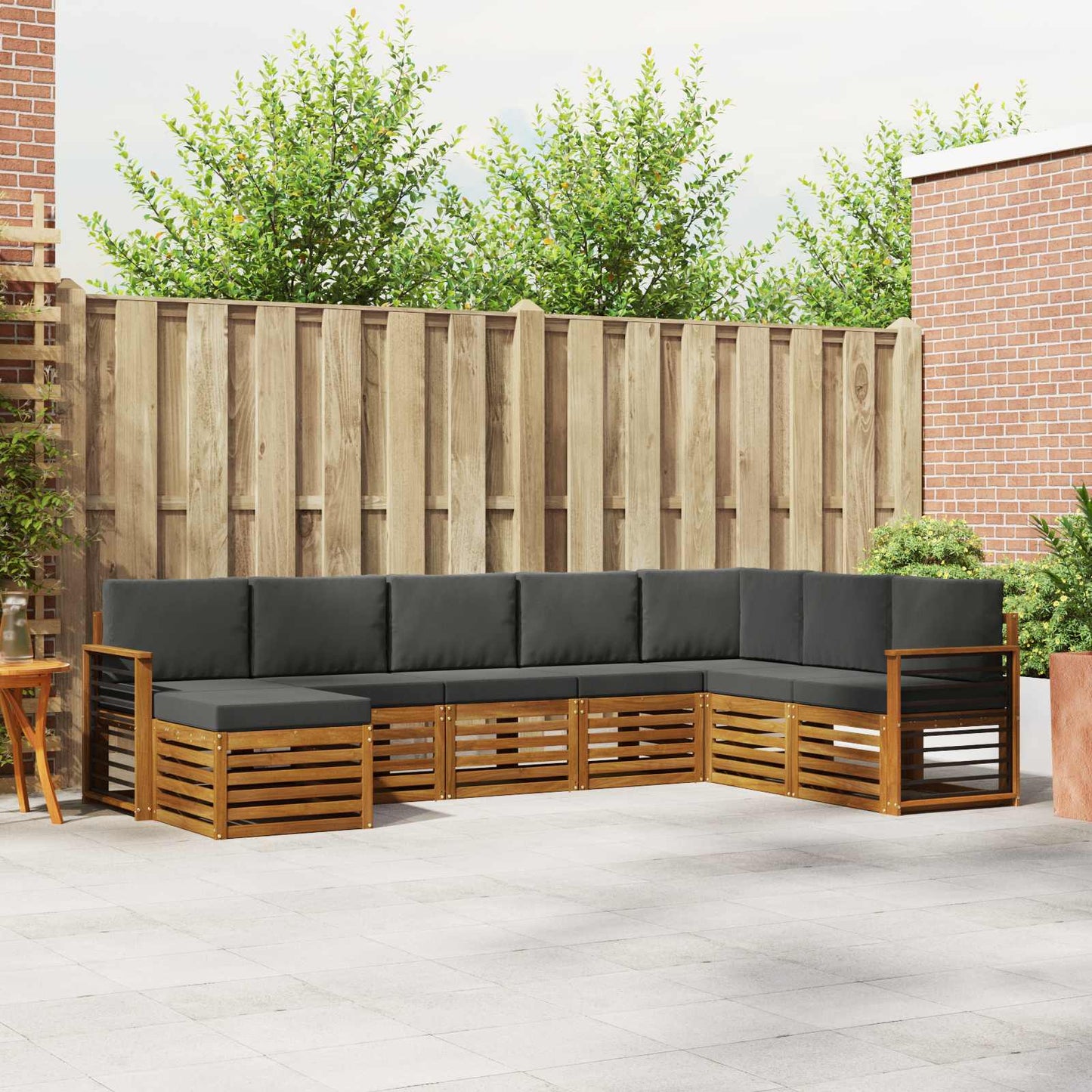 vidaXL Σειρά Καναπέ Εξωτερικού με μαξιλάρι 8 pcs Φυσικό και Ανθρακί