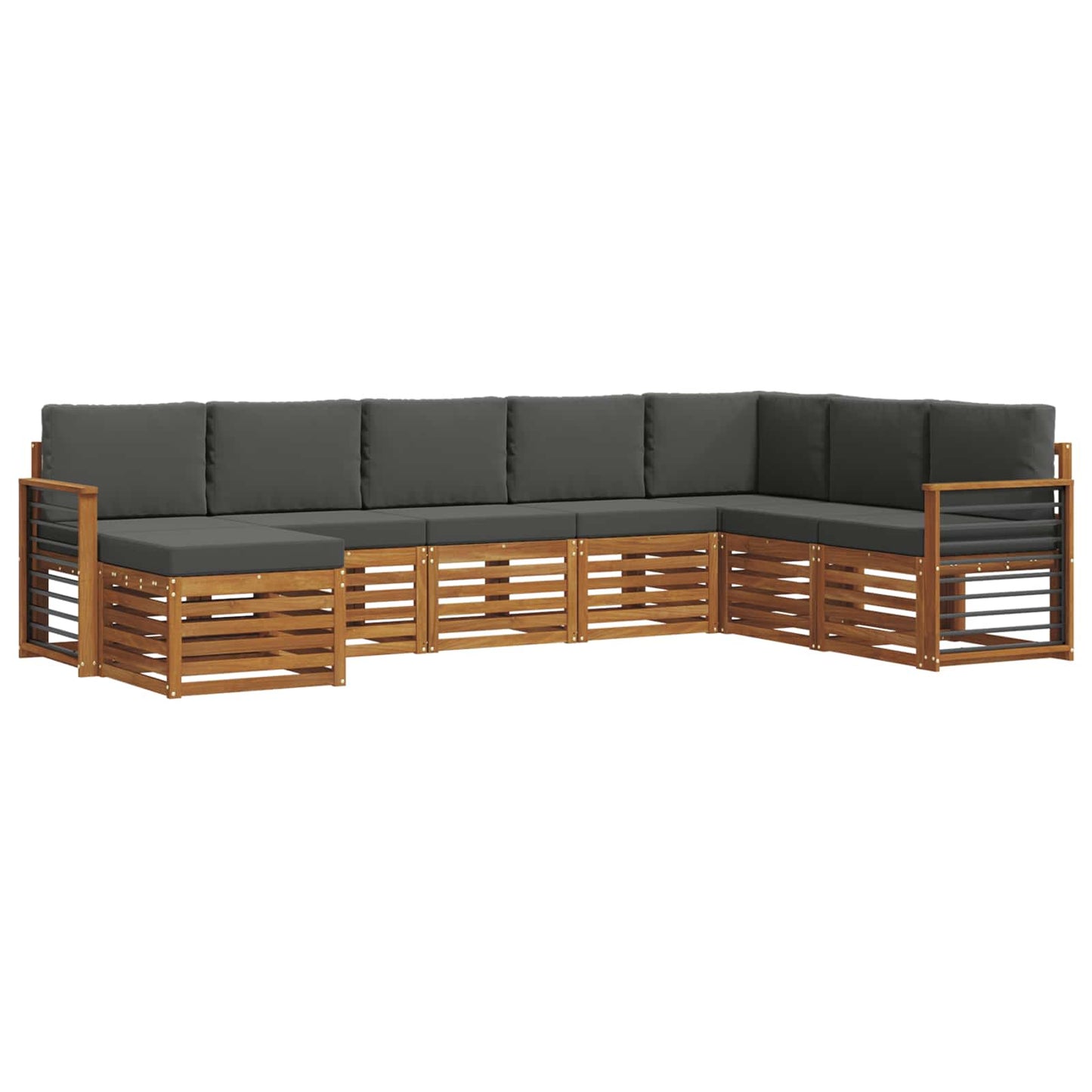 vidaXL Σειρά Καναπέ Εξωτερικού με μαξιλάρι 8 pcs Φυσικό και Ανθρακί