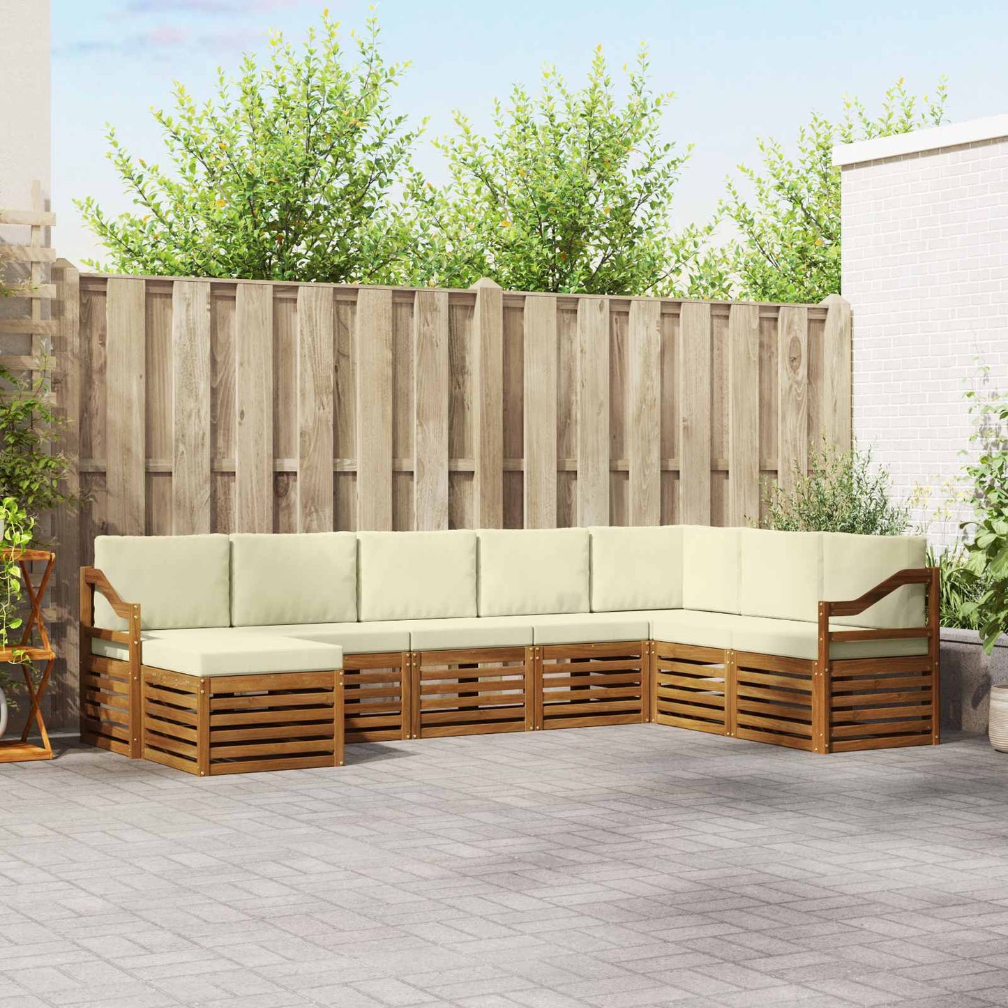 vidaXL Σειρά Καναπέ Εξωτερικού με μαξιλάρι 8 pcs Φυσικό και Κρέμα