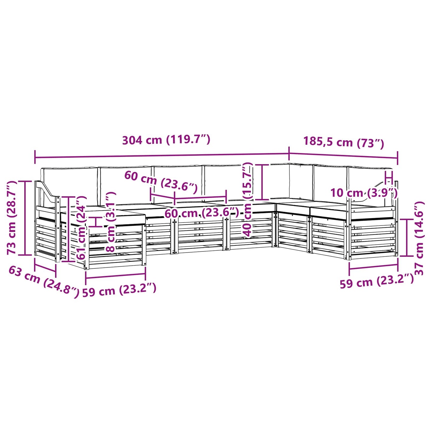 vidaXL Σειρά Καναπέ Εξωτερικού με μαξιλάρι 8 pcs Φυσικό και Κρέμα