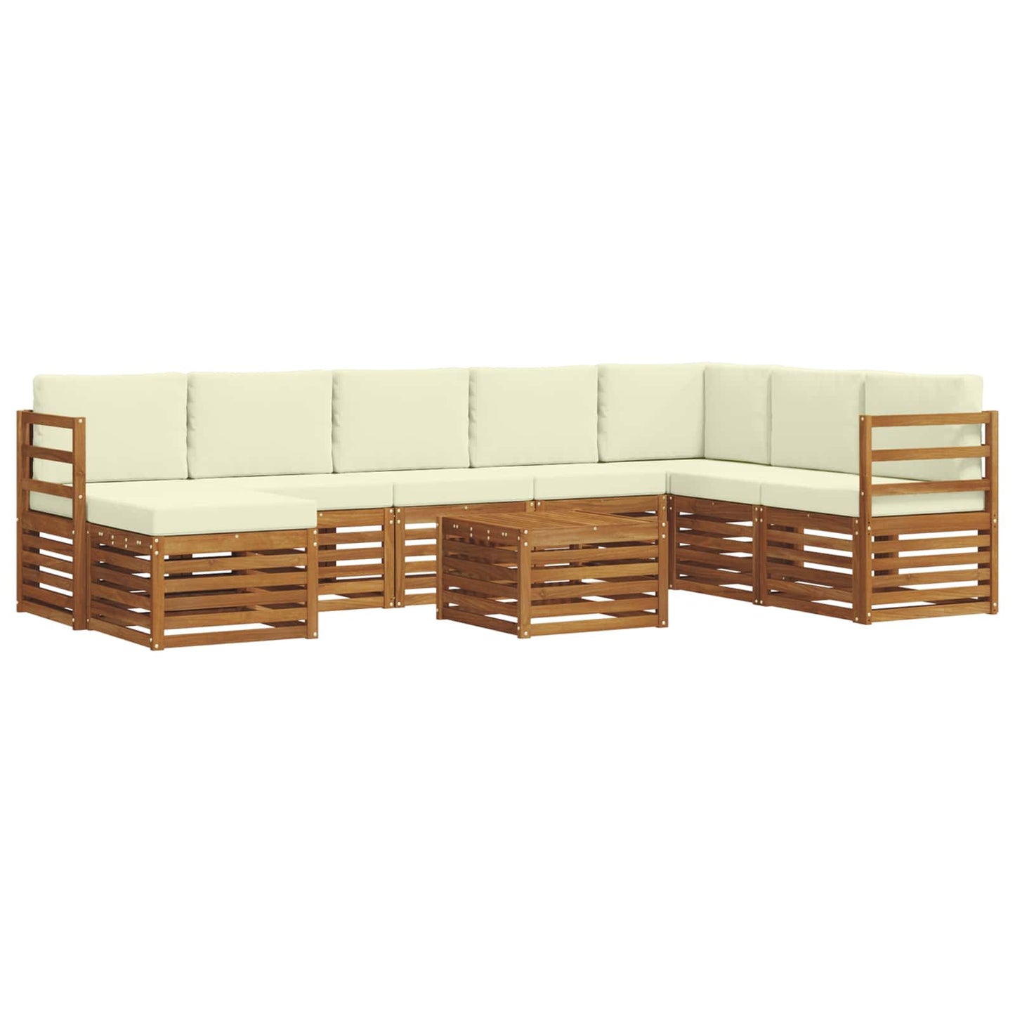 vidaXL Σειρά Καναπέ Εξωτερικού με μαξιλάρι 9 pcs Φυσικό και Κρέμα