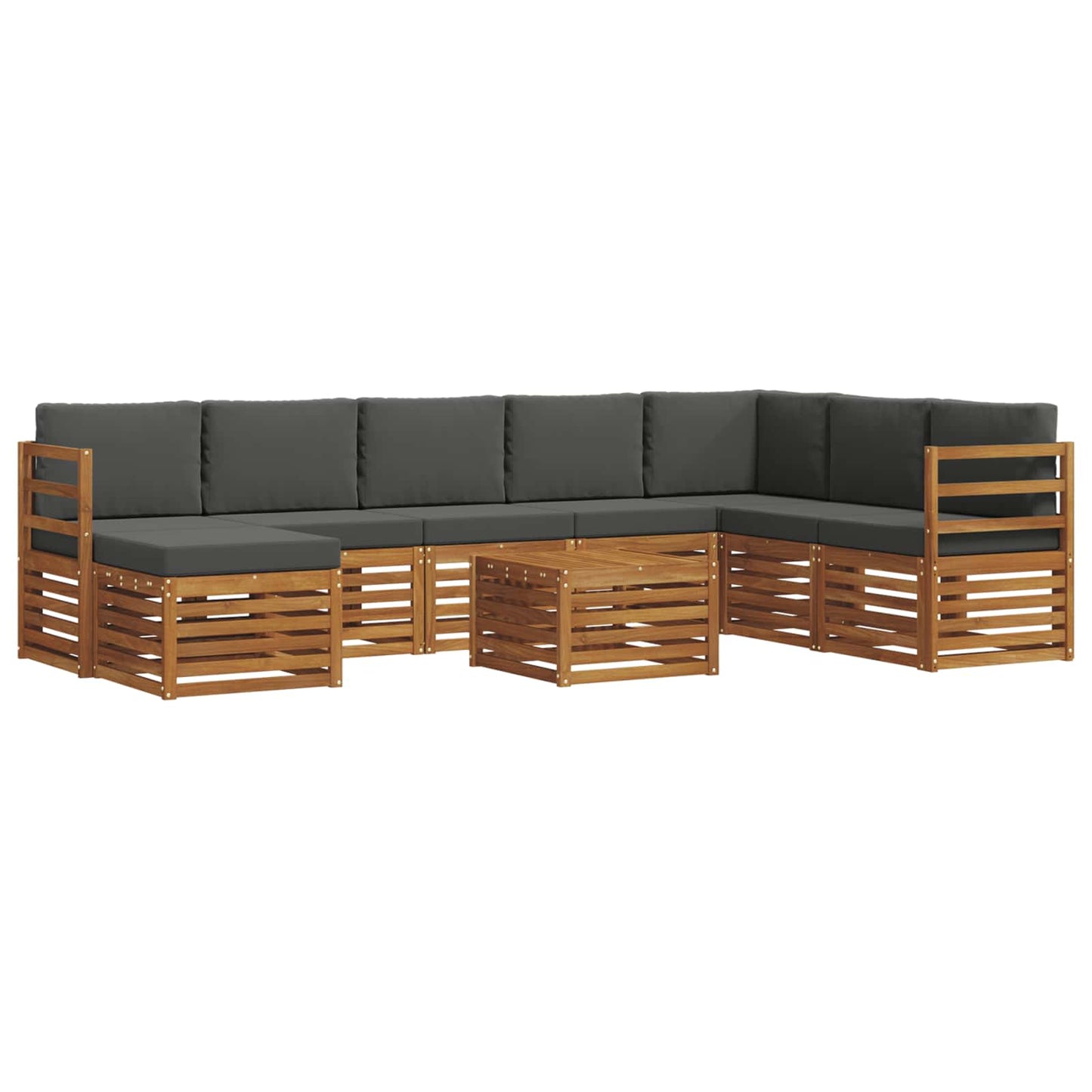 vidaXL Σειρά Καναπέ Εξωτερικού με μαξιλάρι 9 pcs Φυσικό και Ανθρακί