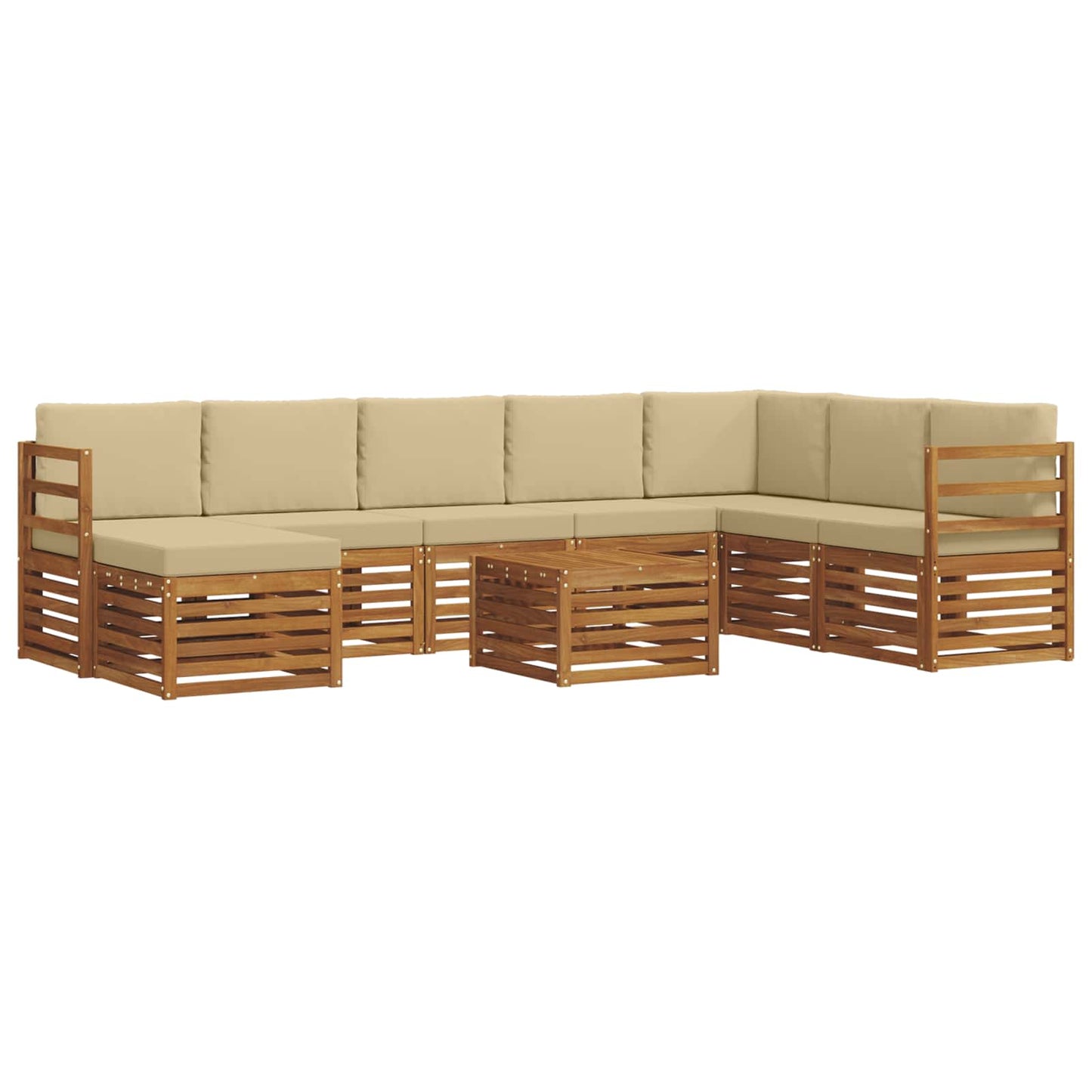 vidaXL Σειρά Καναπέ Εξωτερικού με μαξιλάρι 9 pcs Φυσικό και Μπεζ