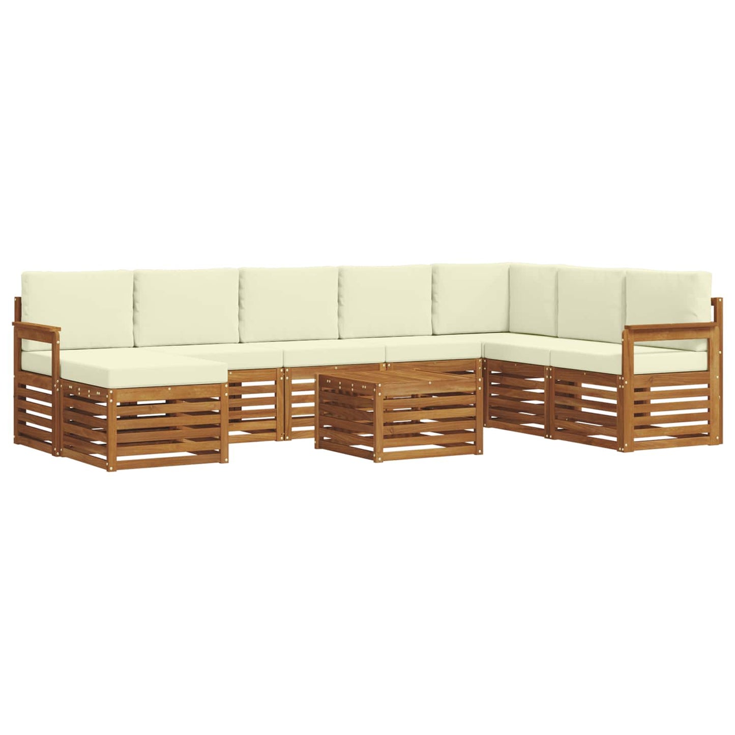 vidaXL Σειρά Καναπέ Εξωτερικού με μαξιλάρι 9 pcs Φυσικό και Κρέμα
