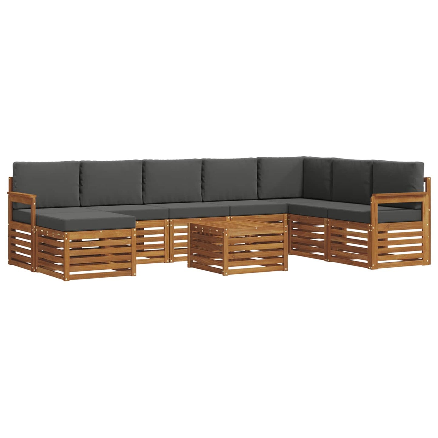 vidaXL Σειρά Καναπέ Εξωτερικού με μαξιλάρι 9 pcs Φυσικό και Ανθρακί