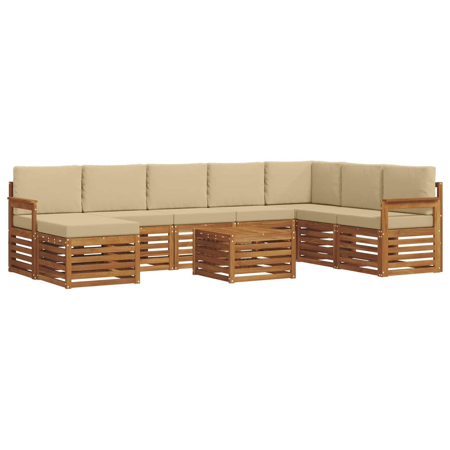 vidaXL Σειρά Καναπέ Εξωτερικού με μαξιλάρι 9 pcs Φυσικό και Μπεζ