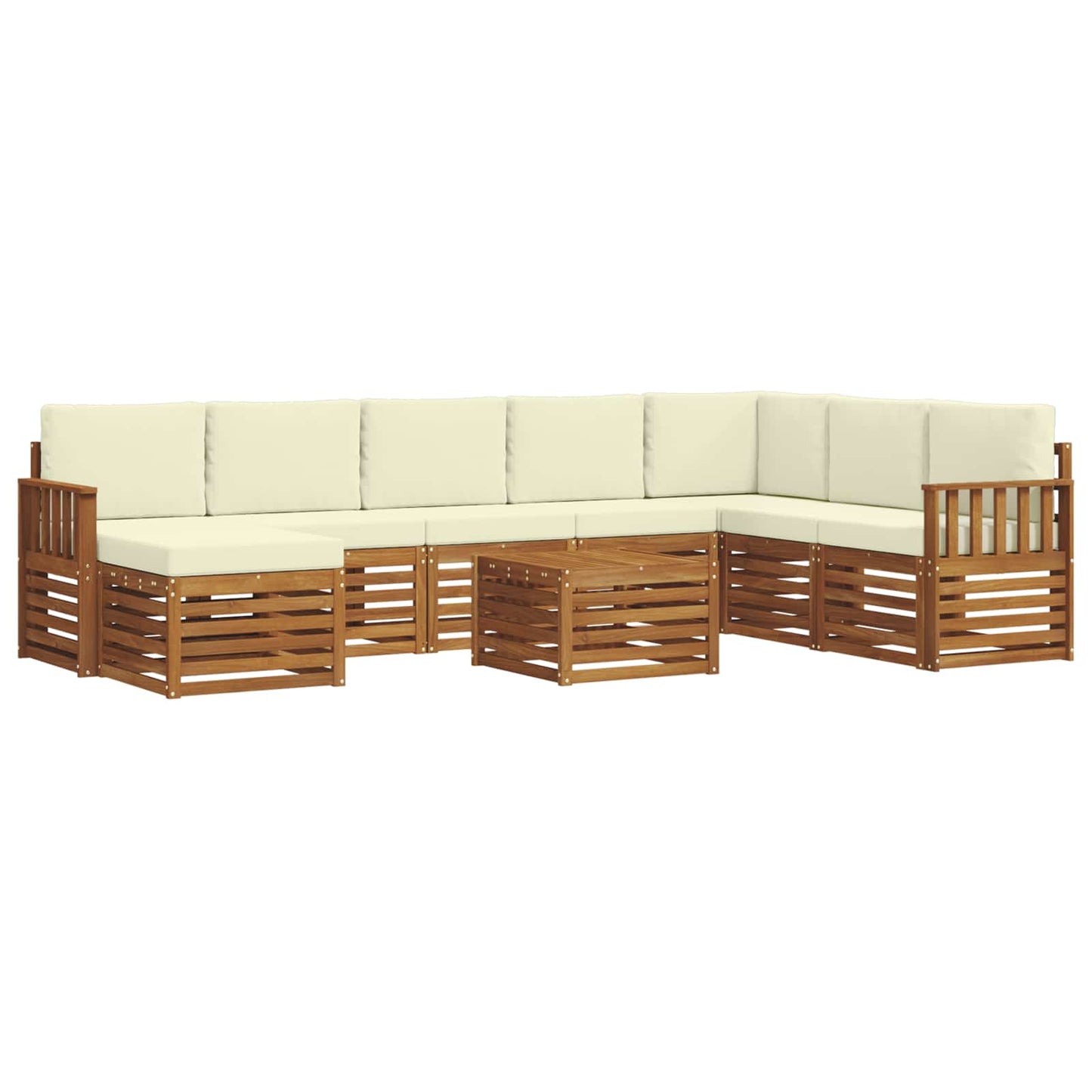 vidaXL Σειρά Καναπέ Εξωτερικού με μαξιλάρι 9 pcs Φυσικό και Κρέμα