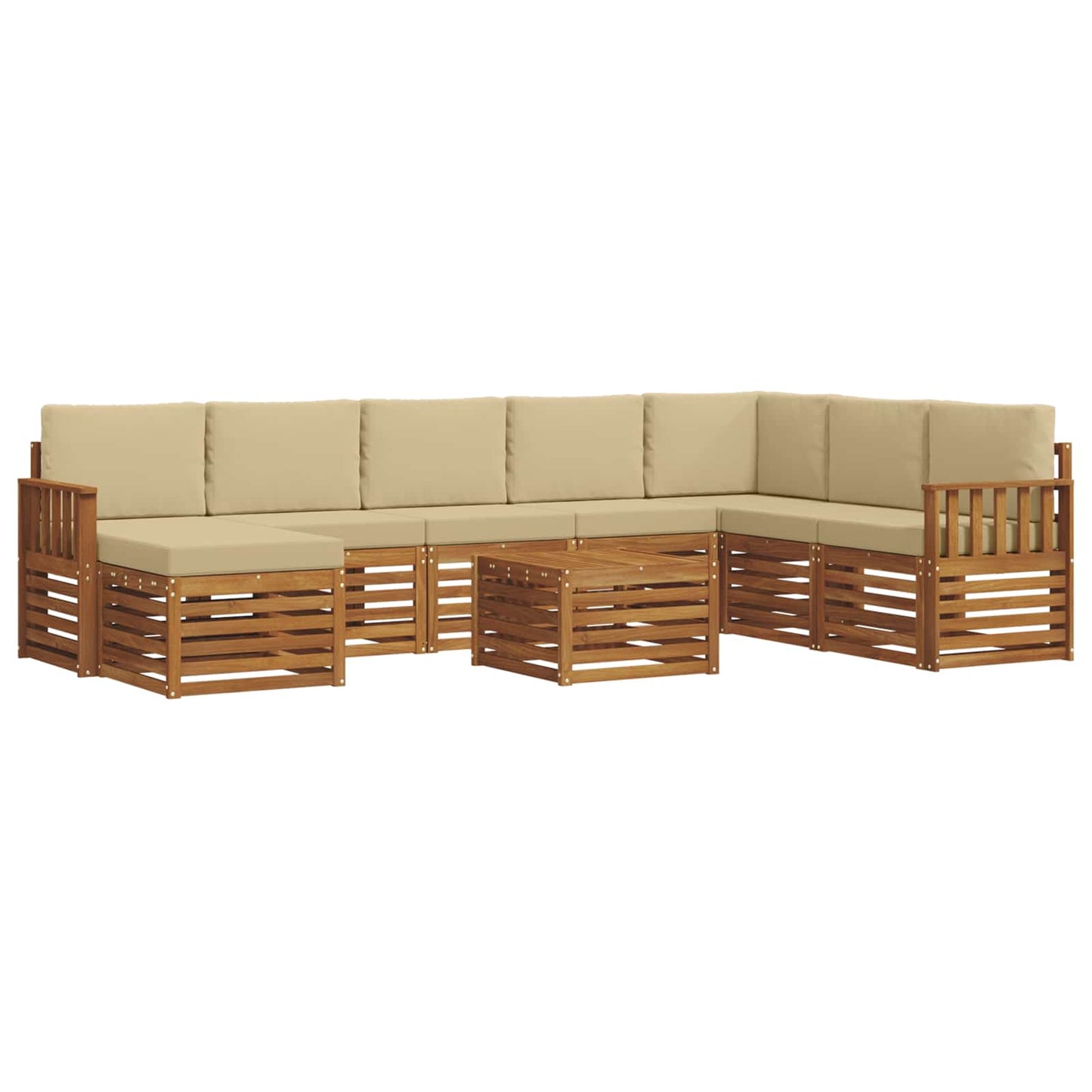 vidaXL Σειρά Καναπέ Εξωτερικού με μαξιλάρι 9 pcs Φυσικό και Μπεζ