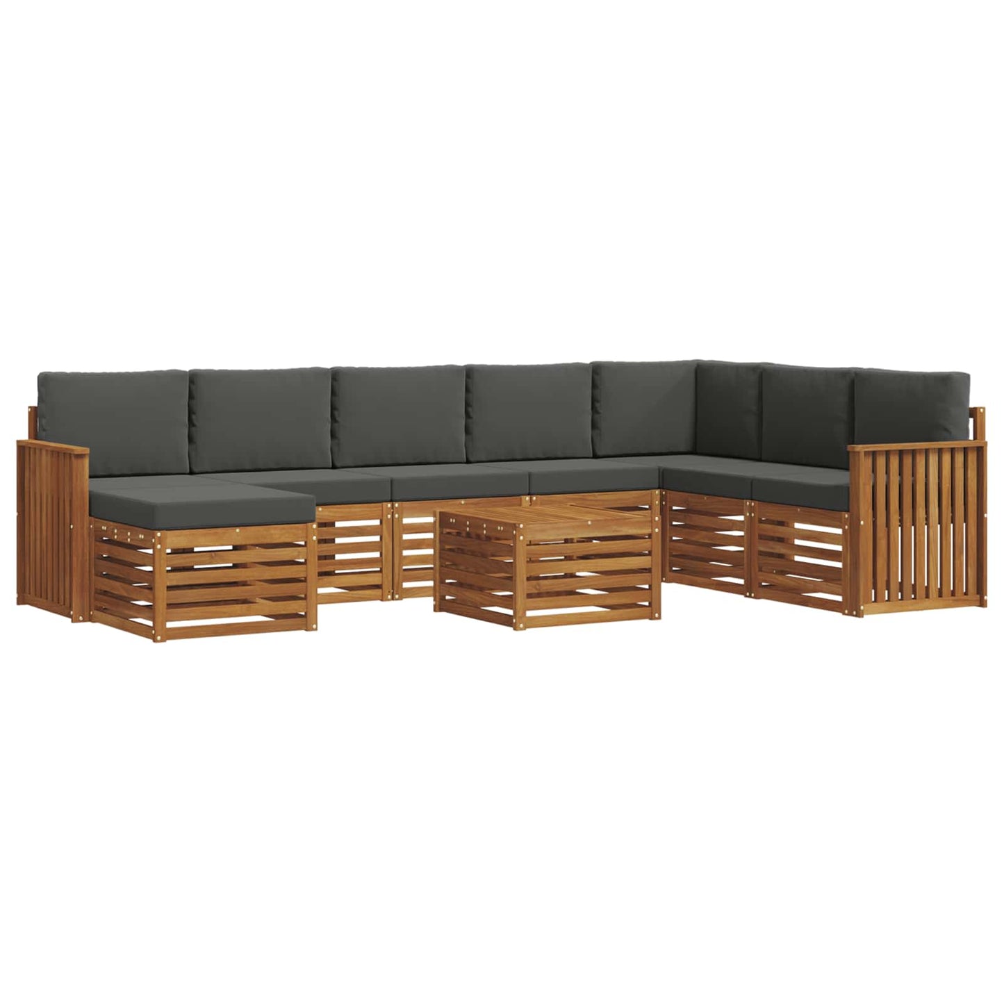 vidaXL Σειρά Καναπέ Εξωτερικού με μαξιλάρι 9 pcs Φυσικό και Ανθρακί