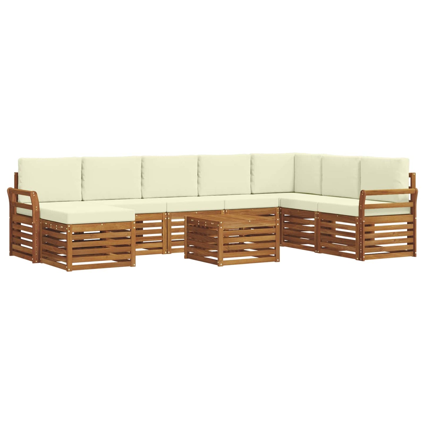 vidaXL Σειρά Καναπέ Εξωτερικού με μαξιλάρι 9 pcs Φυσικό και Κρέμα