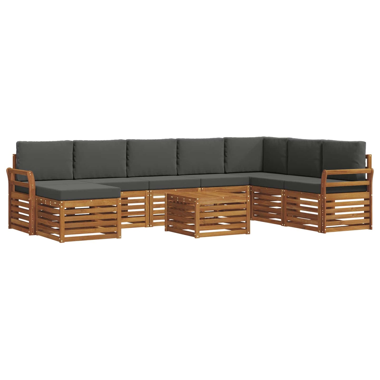vidaXL Σειρά Καναπέ Εξωτερικού με μαξιλάρι 9 pcs Φυσικό και Ανθρακί