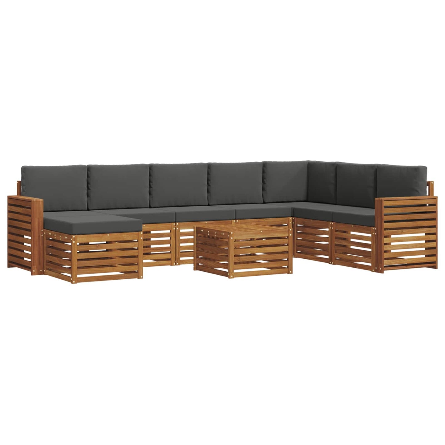 vidaXL Σειρά Καναπέ Εξωτερικού με μαξιλάρι 9 pcs Φυσικό και Ανθρακί