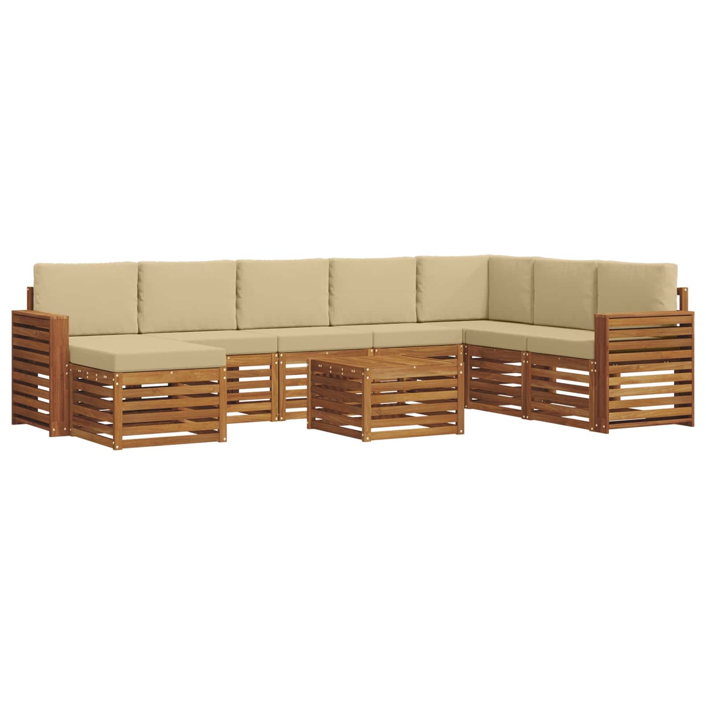 vidaXL Σειρά Καναπέ Εξωτερικού με μαξιλάρι 9 pcs Φυσικό και Μπεζ