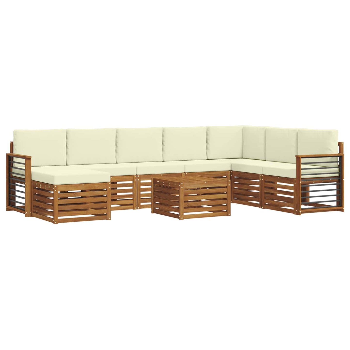 vidaXL Σειρά Καναπέ Εξωτερικού με μαξιλάρι 9 pcs Φυσικό και Κρέμα