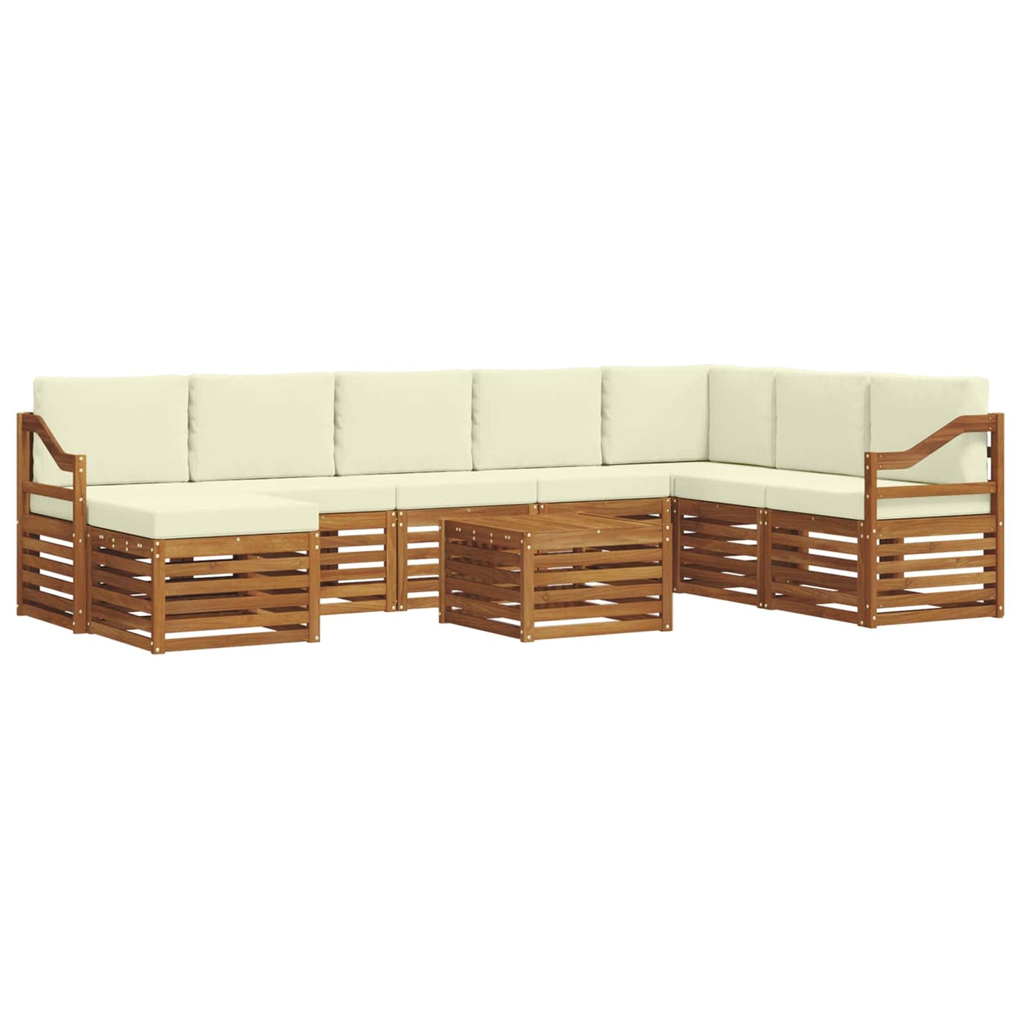 vidaXL Σειρά Καναπέ Εξωτερικού με μαξιλάρι 9 pcs Φυσικό και Κρέμα