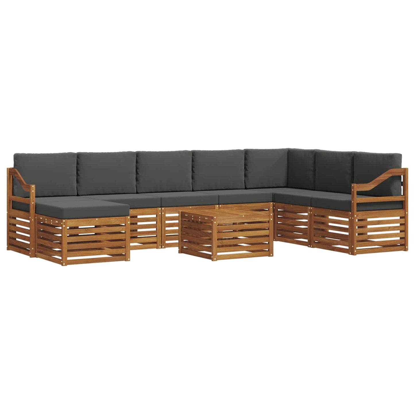 vidaXL Σειρά Καναπέ Εξωτερικού με μαξιλάρι 9 pcs Φυσικό και Ανθρακί