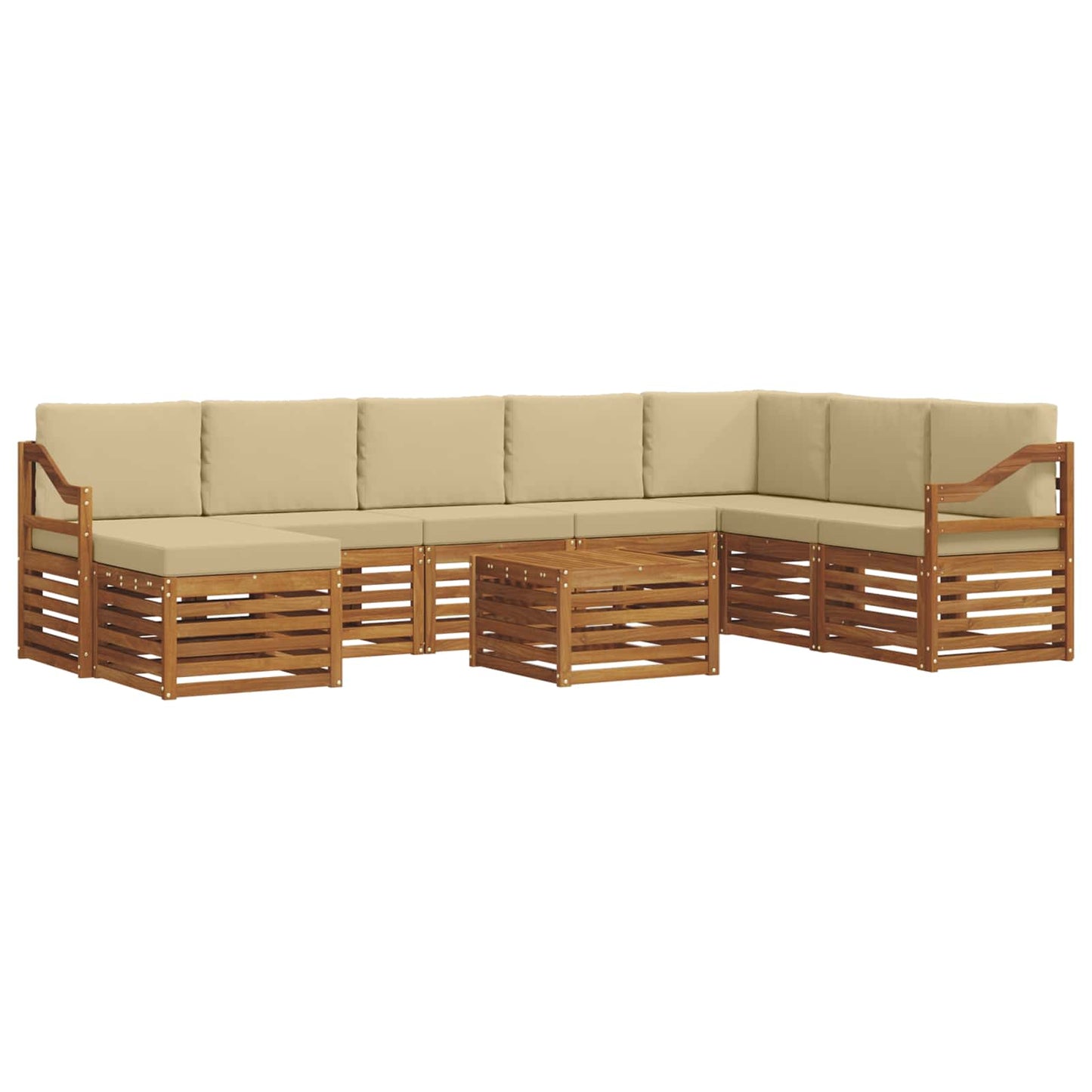 vidaXL Σειρά Καναπέ Εξωτερικού με μαξιλάρι 9 pcs Φυσικό και Μπεζ