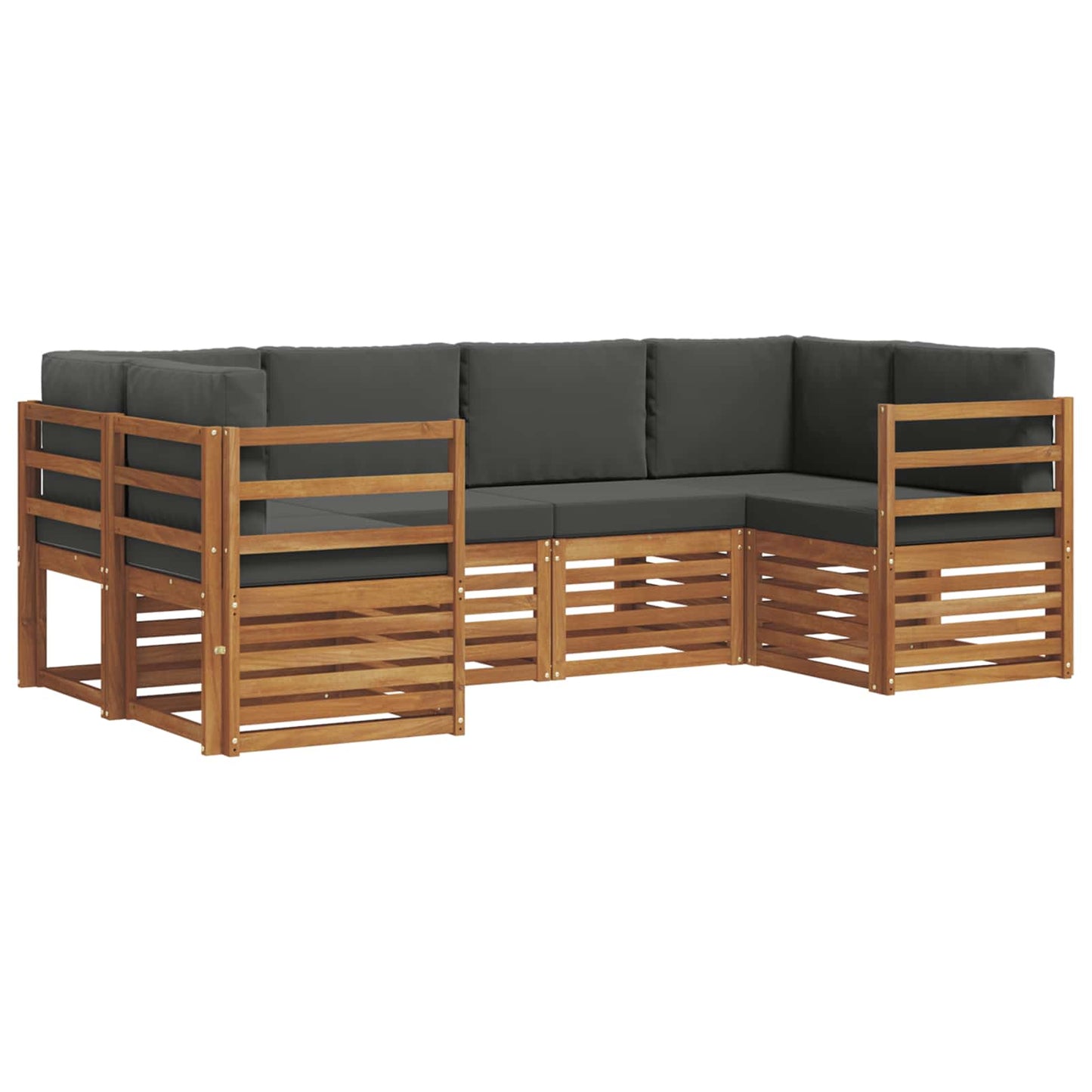 vidaXL Σαλονάκι Γωνιακού Καναπέ με μαξιλάρι 6 pcs Φυσικό και Ανθρακί