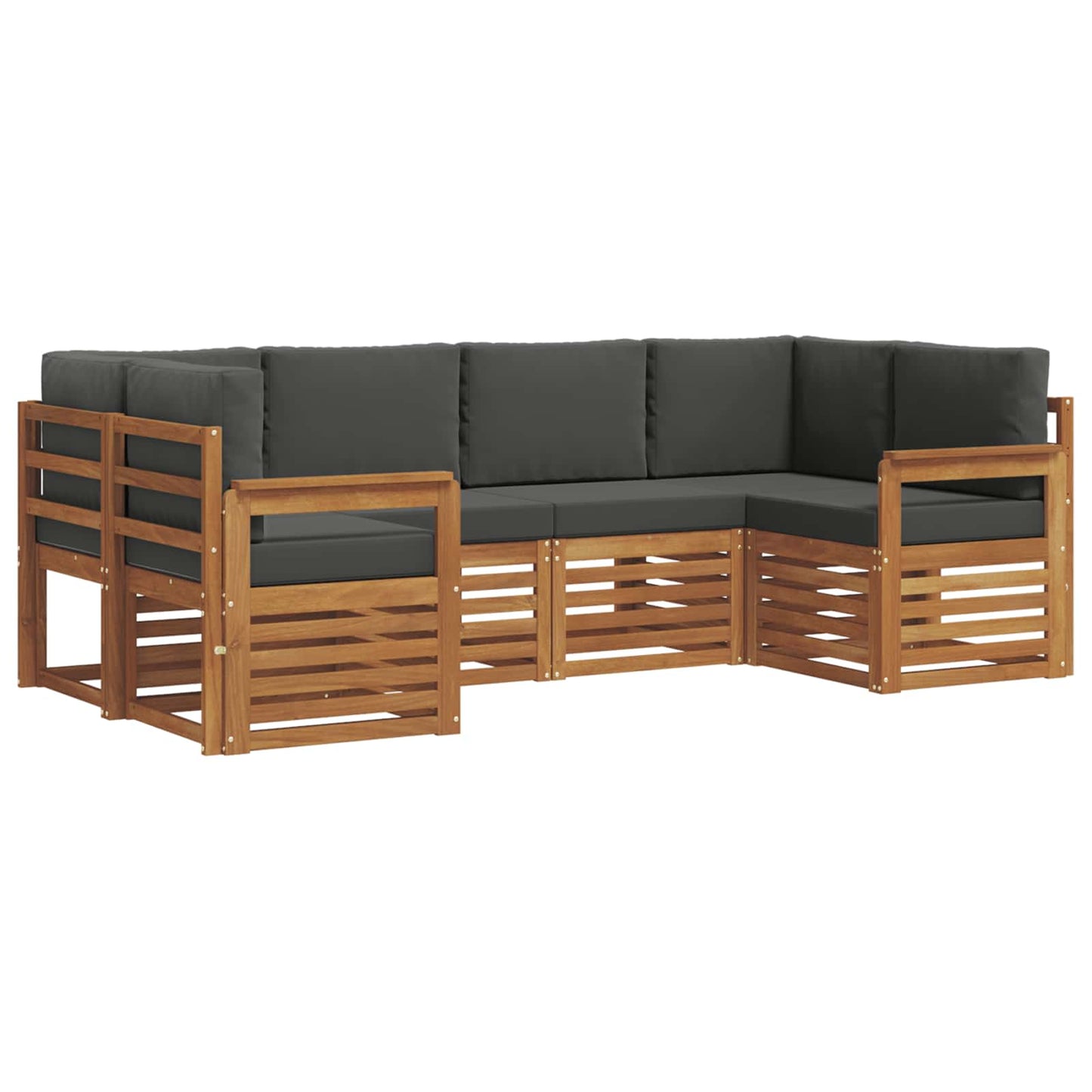 vidaXL Σαλονάκι Γωνιακού Καναπέ με μαξιλάρι 6 pcs Φυσικό και Ανθρακί