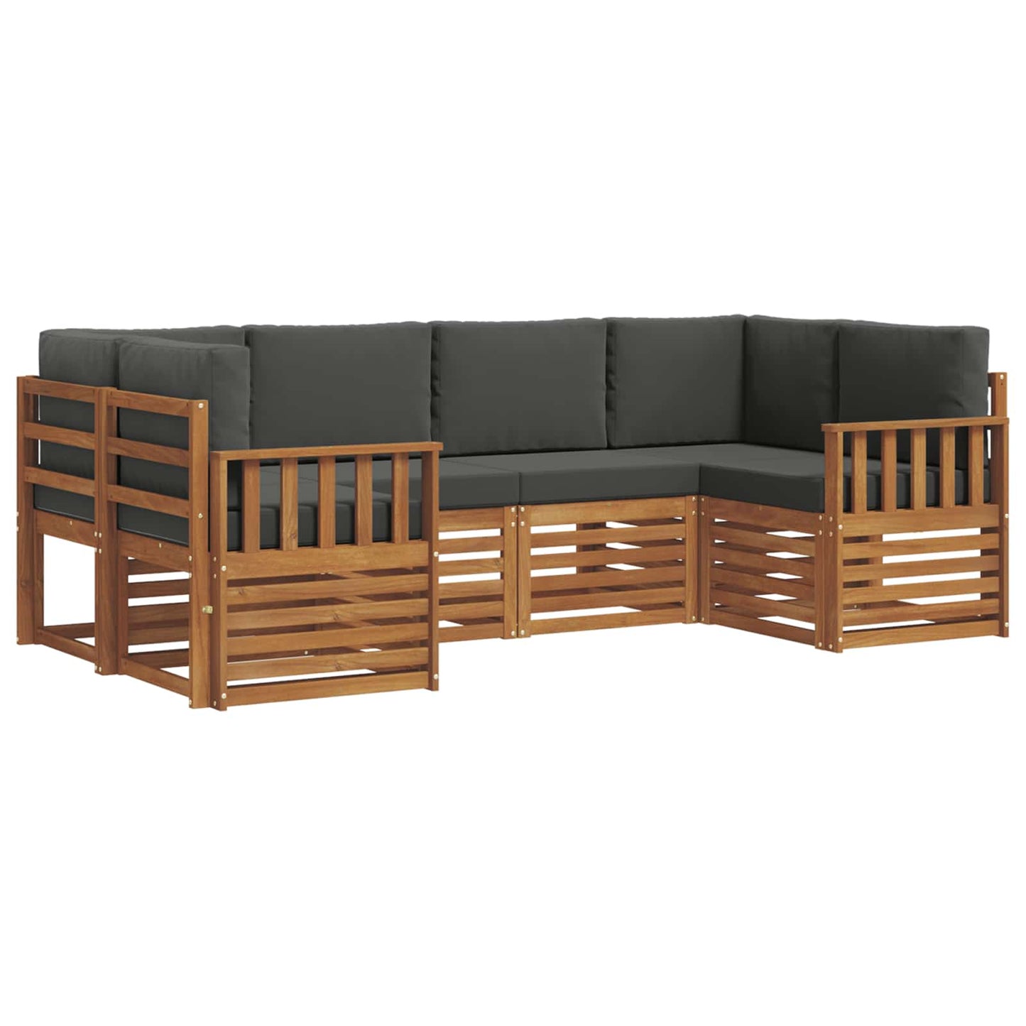 vidaXL Σαλονάκι Γωνιακού Καναπέ με μαξιλάρι 6 pcs Φυσικό και Ανθρακί
