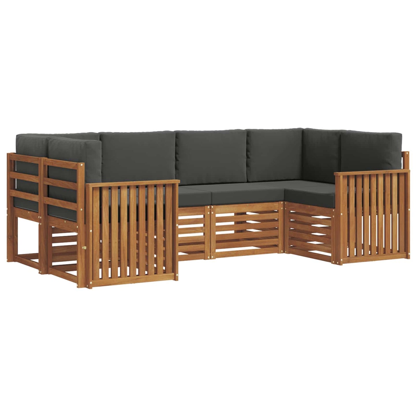 vidaXL Σαλονάκι Γωνιακού Καναπέ με μαξιλάρι 6 pcs Φυσικό και Ανθρακί