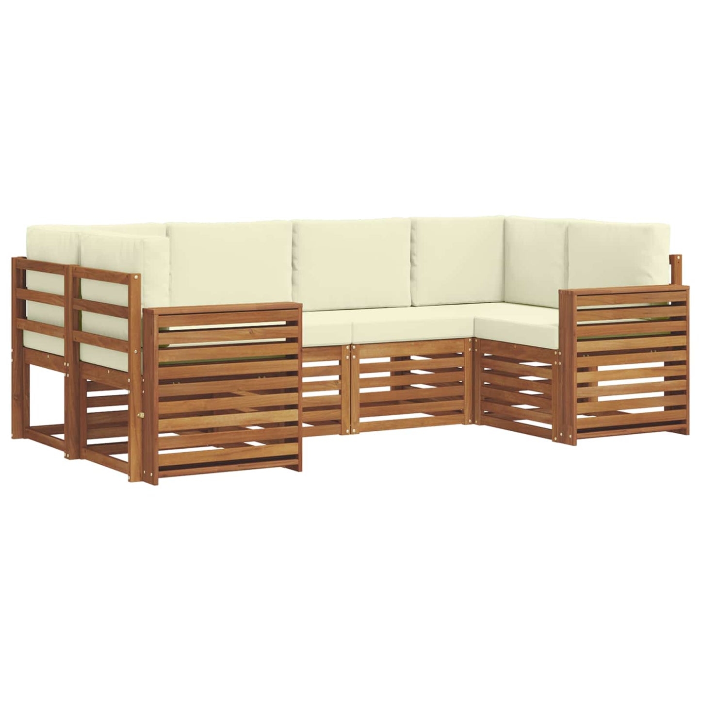 vidaXL Σαλονάκι Γωνιακού Καναπέ με μαξιλάρι 6 pcs Φυσικό και Κρέμα
