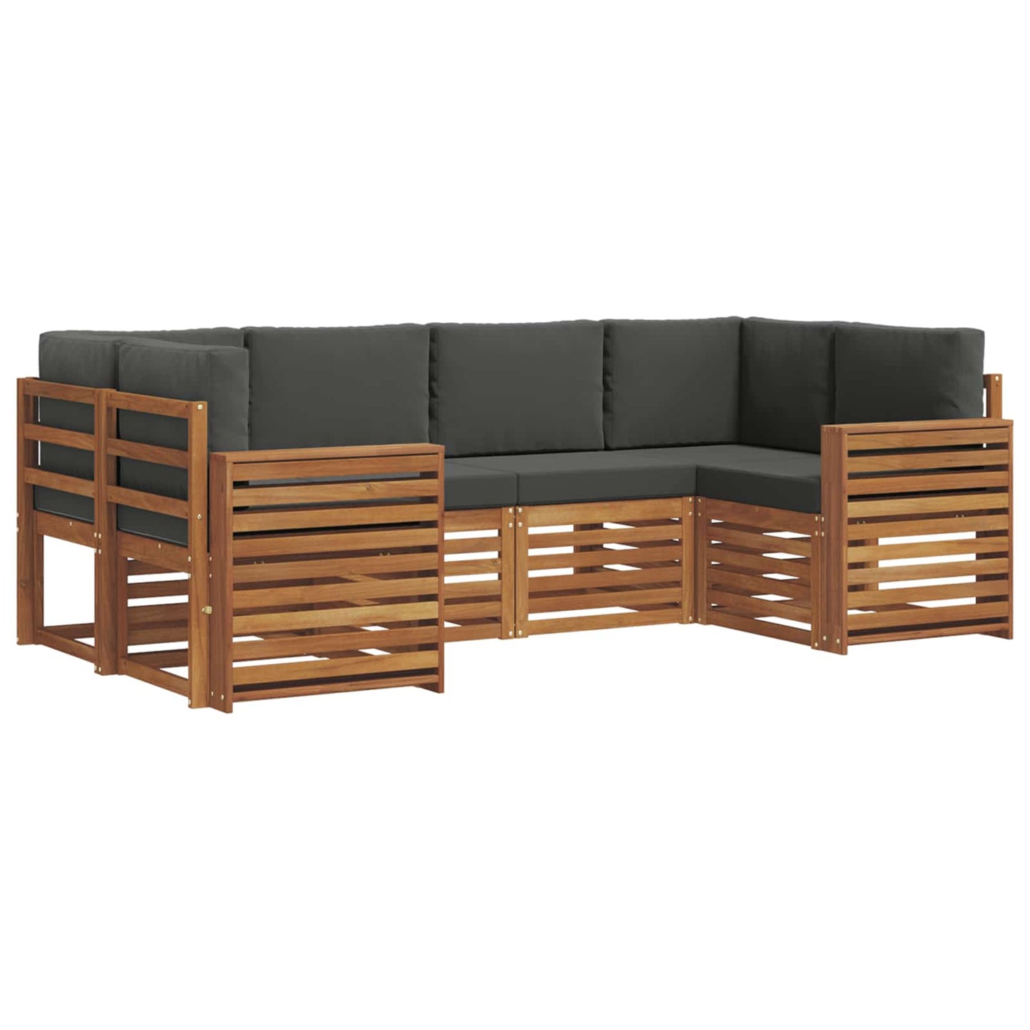 vidaXL Σαλονάκι Γωνιακού Καναπέ με μαξιλάρι 6 pcs Φυσικό και Ανθρακί