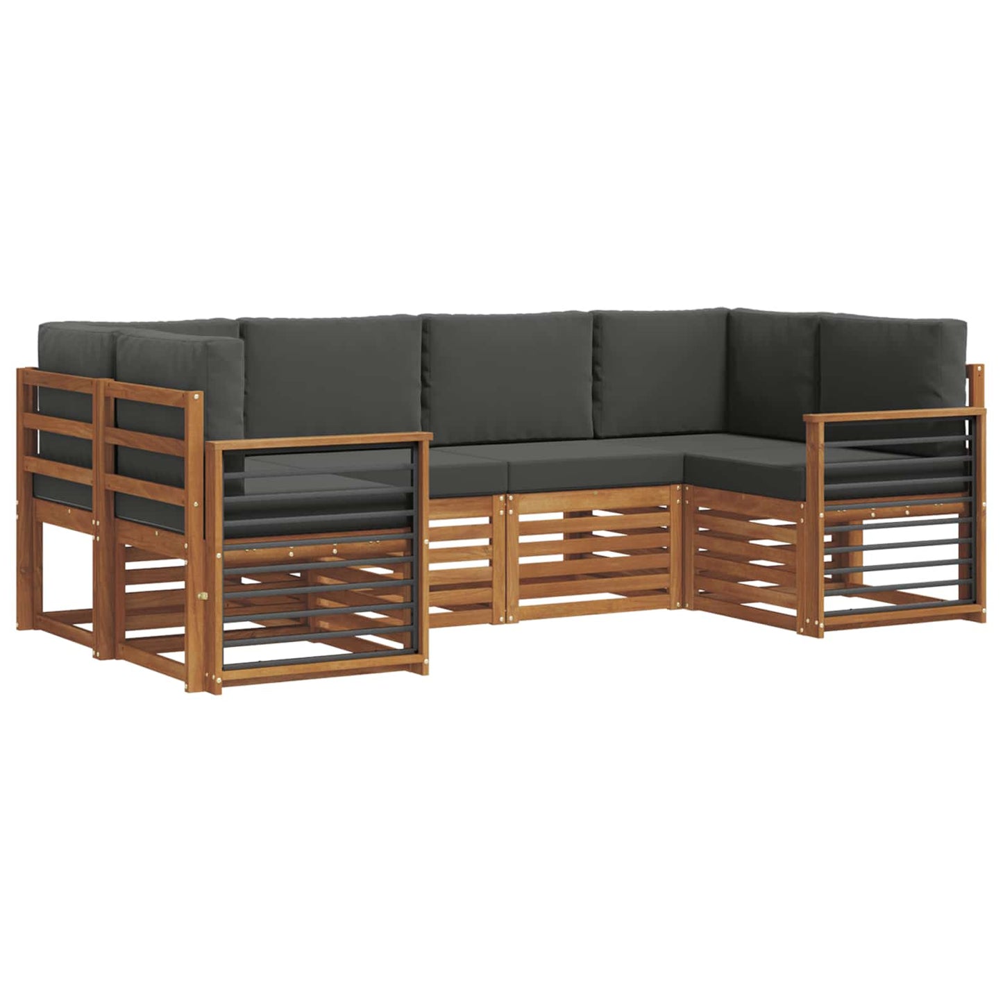 vidaXL Σαλονάκι Γωνιακού Καναπέ με μαξιλάρι 6 pcs Φυσικό και Ανθρακί
